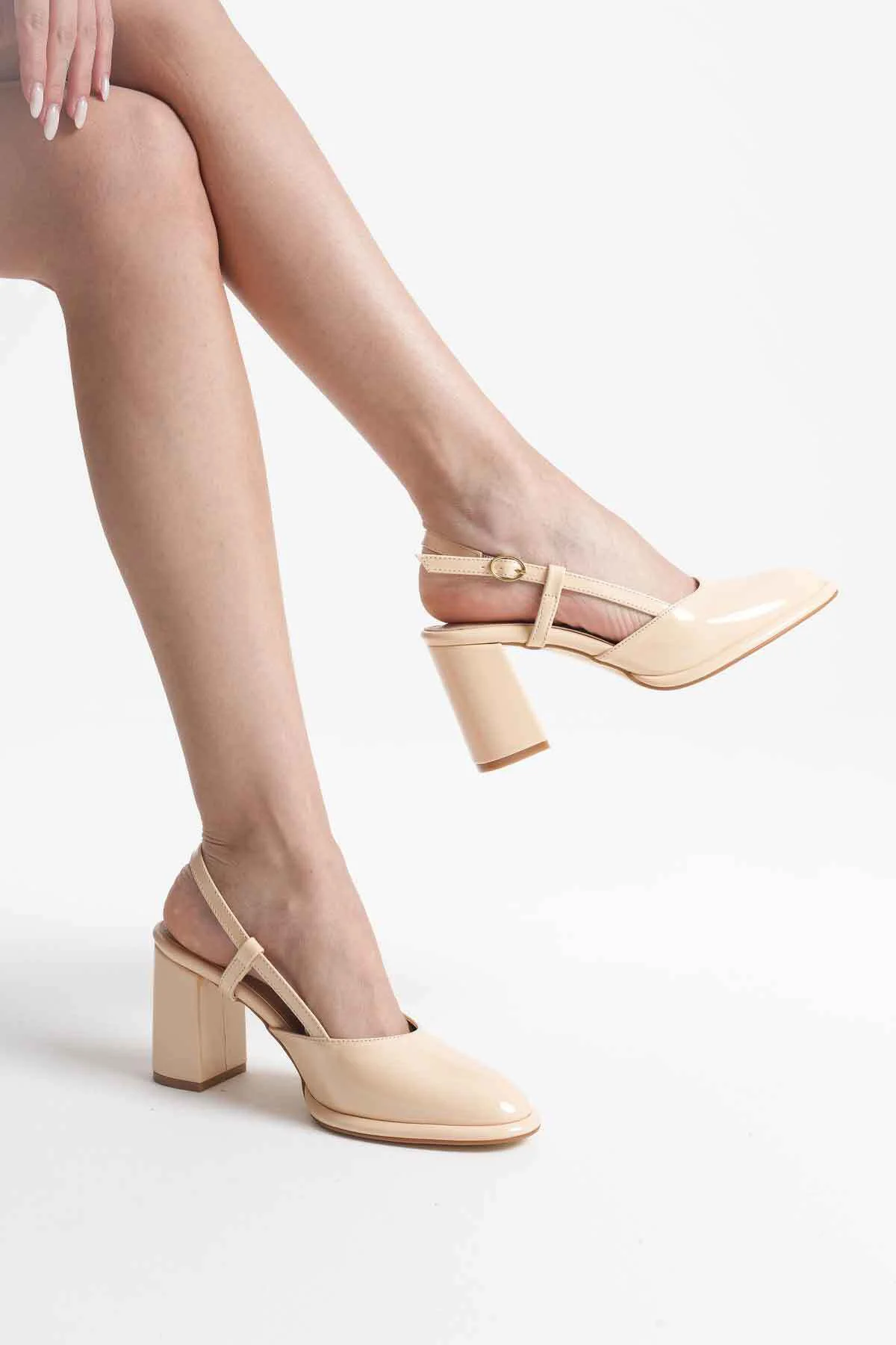 Denma Açık Sarı Rugan Kadın Topuklu Ayakkabı