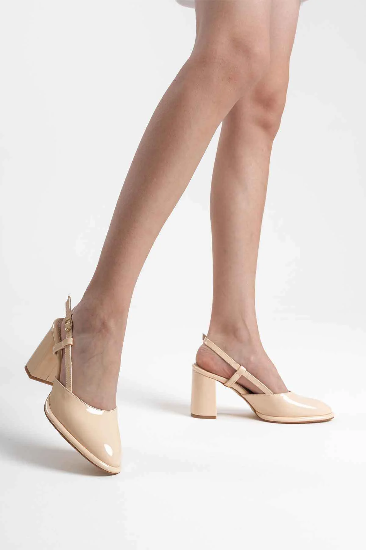 Denma Açık Sarı Rugan Kadın Topuklu Ayakkabı