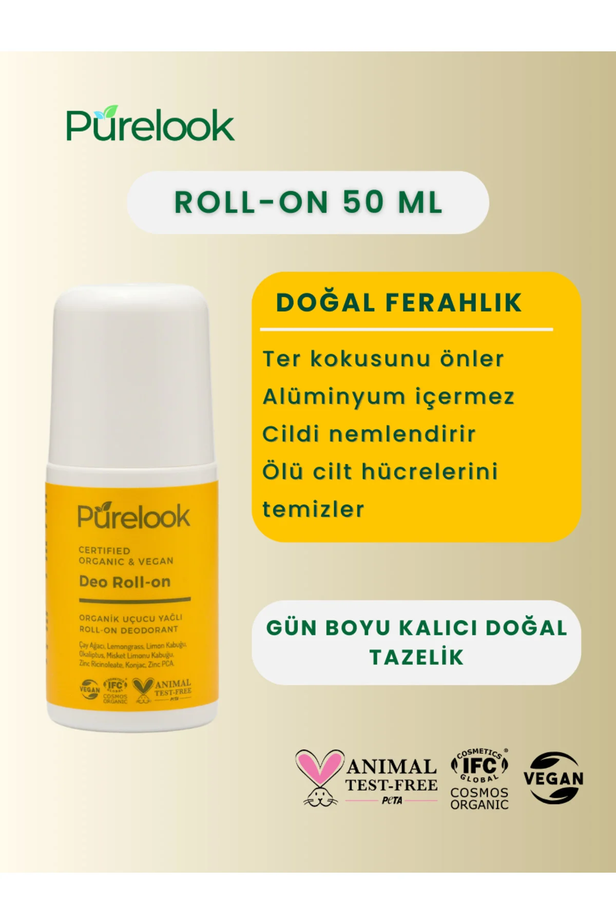 Deodorant Roll On 50 Ml. Unısex (ORGANİK&VEGAN)