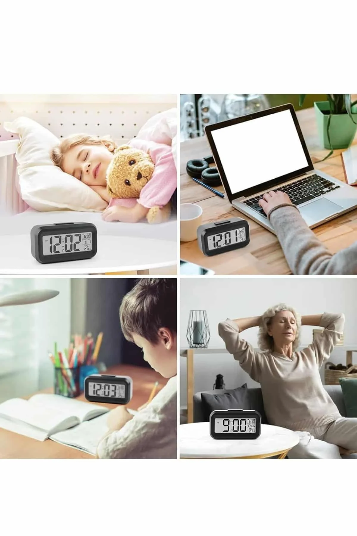 DEPOMIX Dijital Işıklı Alarmlı Çalışma Masası Ekran Pilli Çalar S