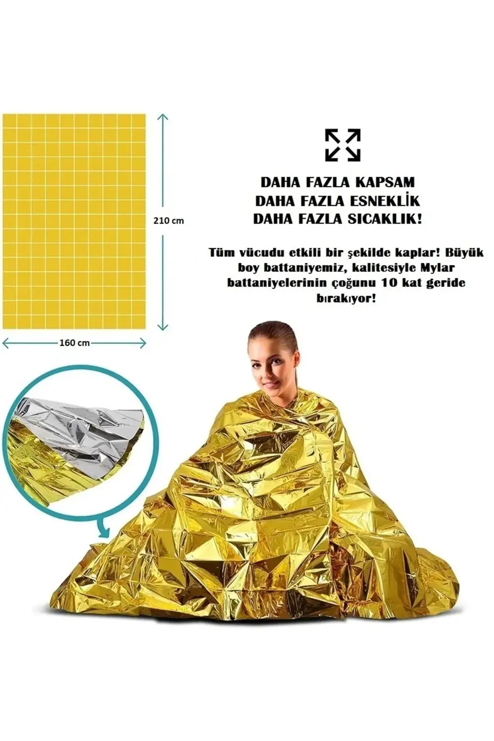 Deprem Afet Hipotermi Termal Acil Durum Battaniyesi Çift Taraflı