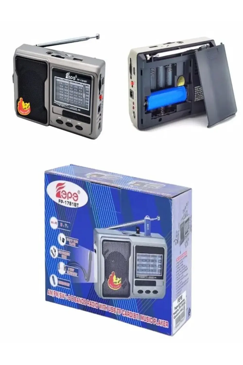 Deprem Çantasına Uygun Taşınabilir El Fenerli 8 Bandlı Radyo Blue