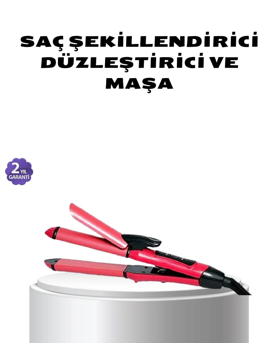 Dereceli Seramik Saç Düzleştirici 200°C – 5 Isı Seviyesi ile Hem Düzleştirici Hem Kıvırcık Maşa