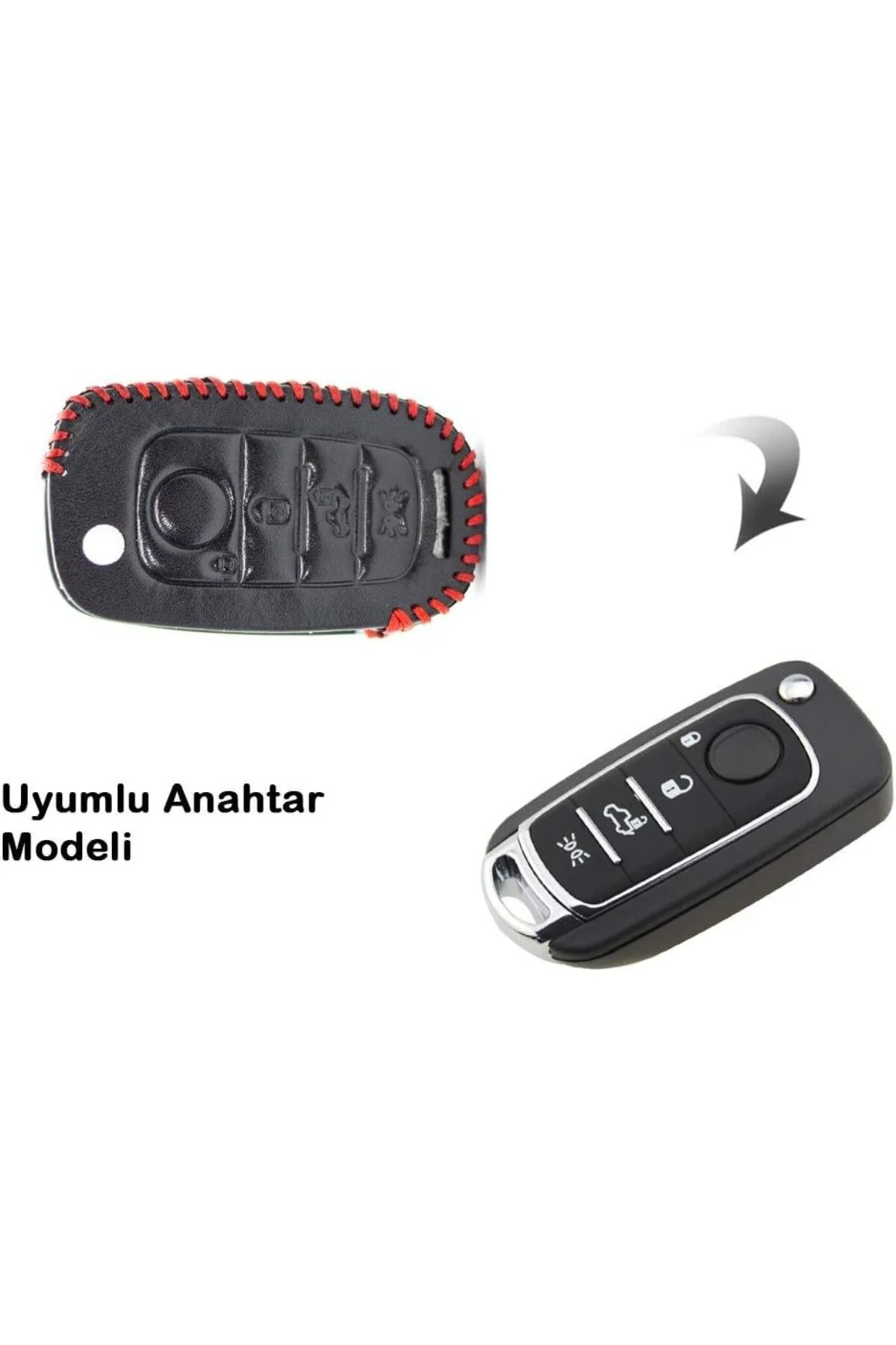 Deri Anahtar Kılıfı (Fiat Egea, 500X ile Uyumlu)