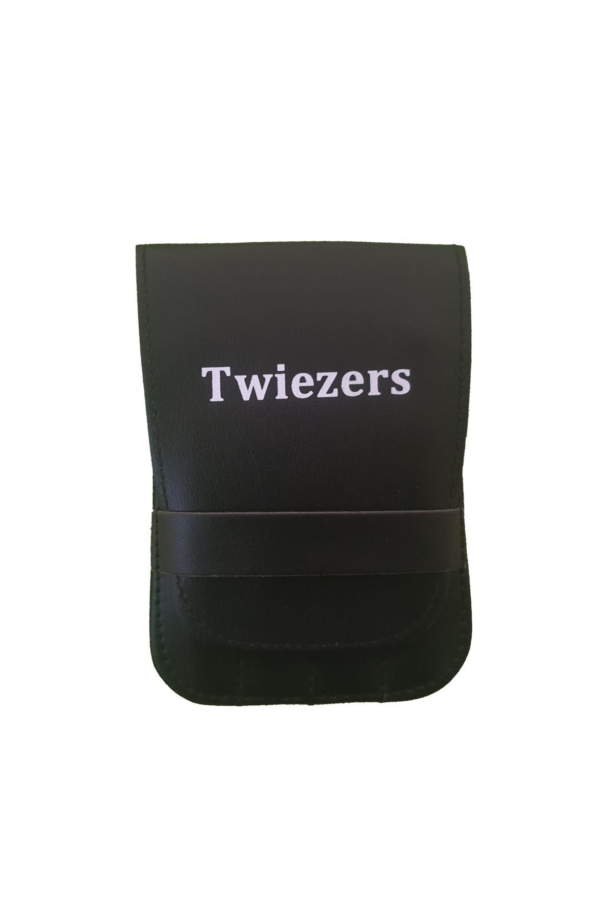 Twiezers Deri Çantalı 4'Lü Paslanmaz Çelik Cımbız Seti - Siyah/Siyah