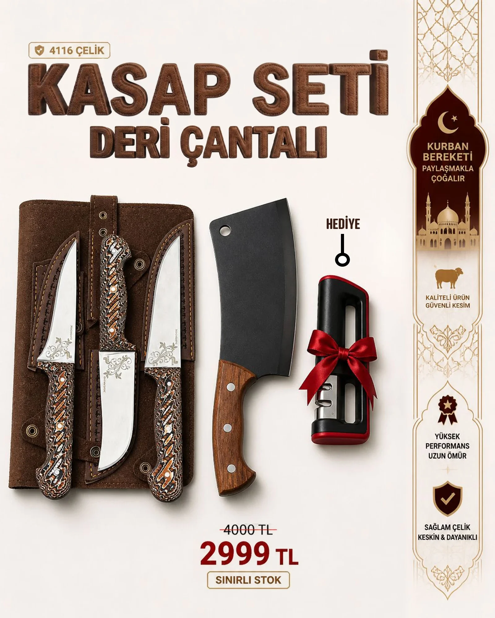 Deri Çantalı Profesyonel Kasap Seti - 4116 Alman Çeliği Deri Çantalı Profesyonel Kasap Seti - 4116 Alman Çeliği