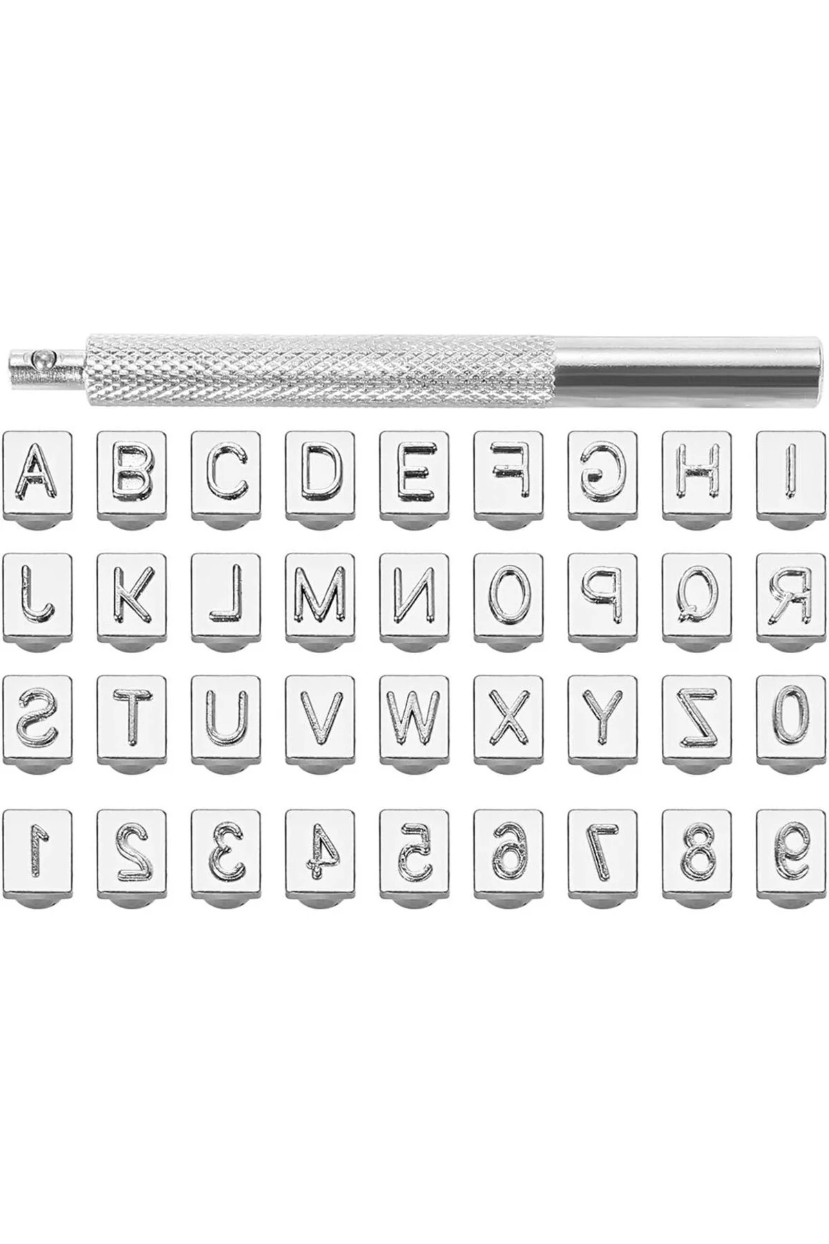 Deri Damgalama, Metal Harf ve Rakam Damga Seti, 26 Harf ve 10 Rakam. Metal Deri Baskı (6mm) Deri Damgalama, Metal Harf ve Rakam Damga Seti, 26 Harf ve 10 Rakam. Metal Deri Baskı (6mm)