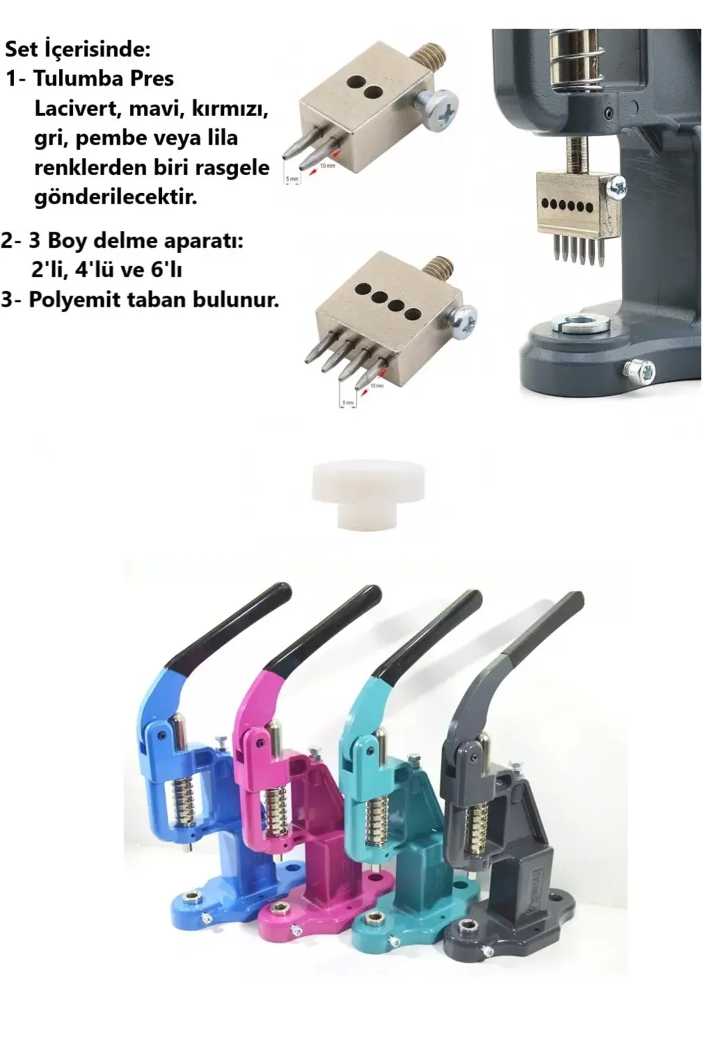 Tuhafiyecimiz Deri Delme Zımba Seti - Tulumba Pres Ve 2'Li, 4'Lü, 6'Lı Zımba -