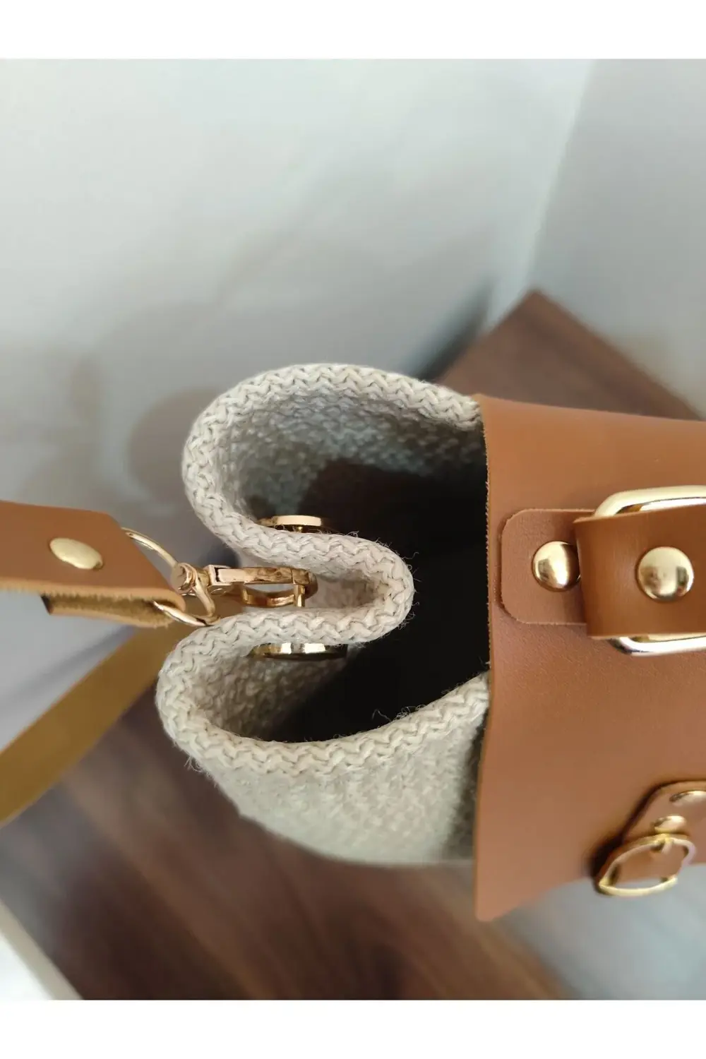 Deri detaylı el yapımı, hasır, kol çantası, omuz çantası, el çant