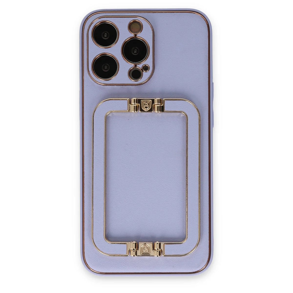 Deri Görünümlü iPhone 13 Pro Max Kılıf - Lila Coco Elit Kapak