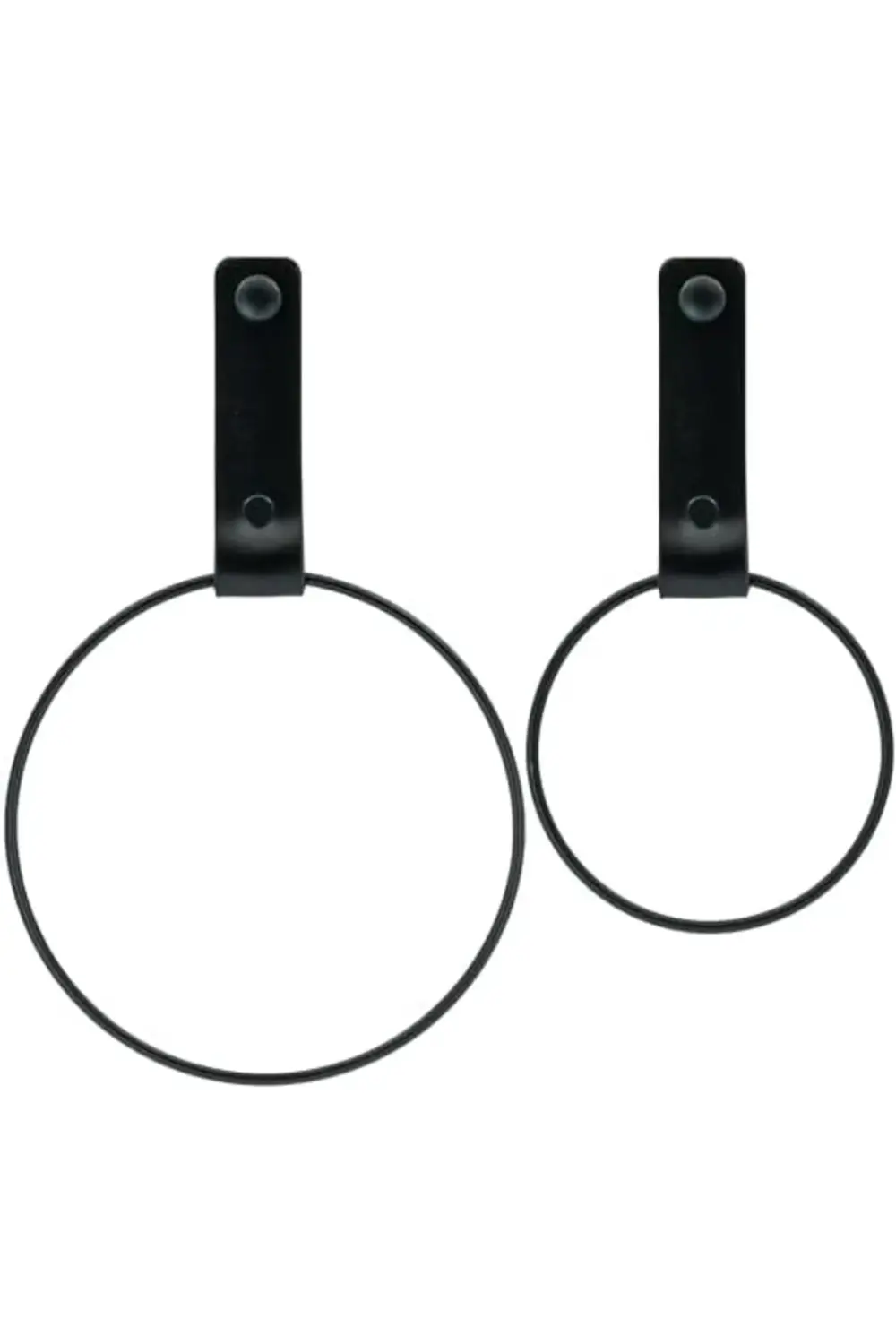 Deri Havlu Askısı, İkili Metal Kulplu Havlu Askısı - Siyah 119188