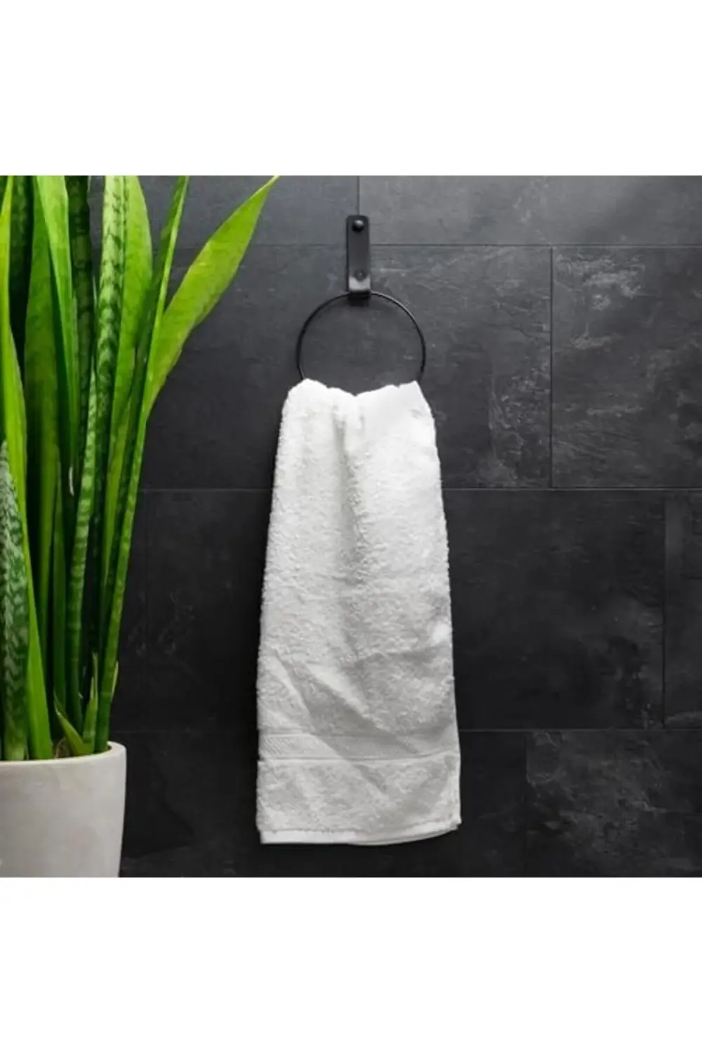 Deri Havlu Askısı, İkili Metal Kulplu Havlu Askısı - Siyah 119188