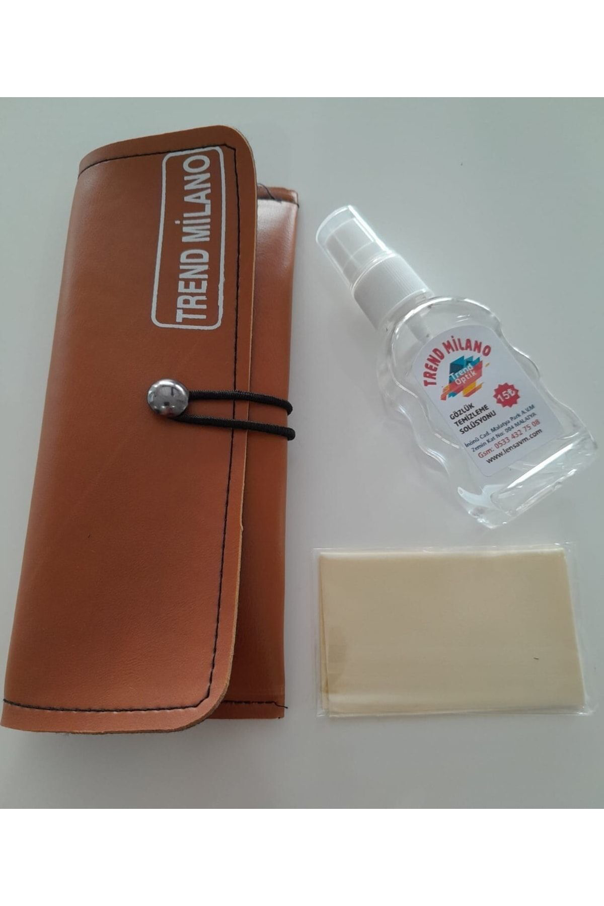 Trendmilano Deri Kilif Mikrofiber Silme Bezi Antibakteriyel Sprey Set
