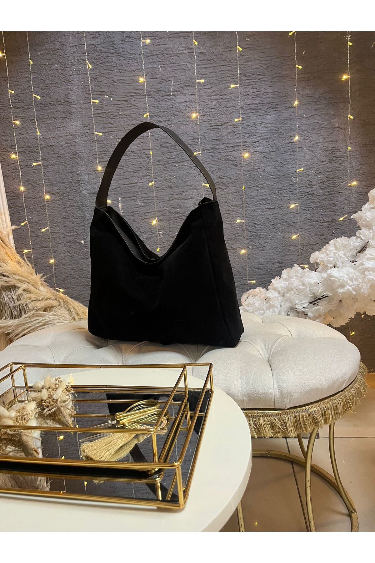 Hbs Deri Sapli Süet Omuz Geniş Çanta