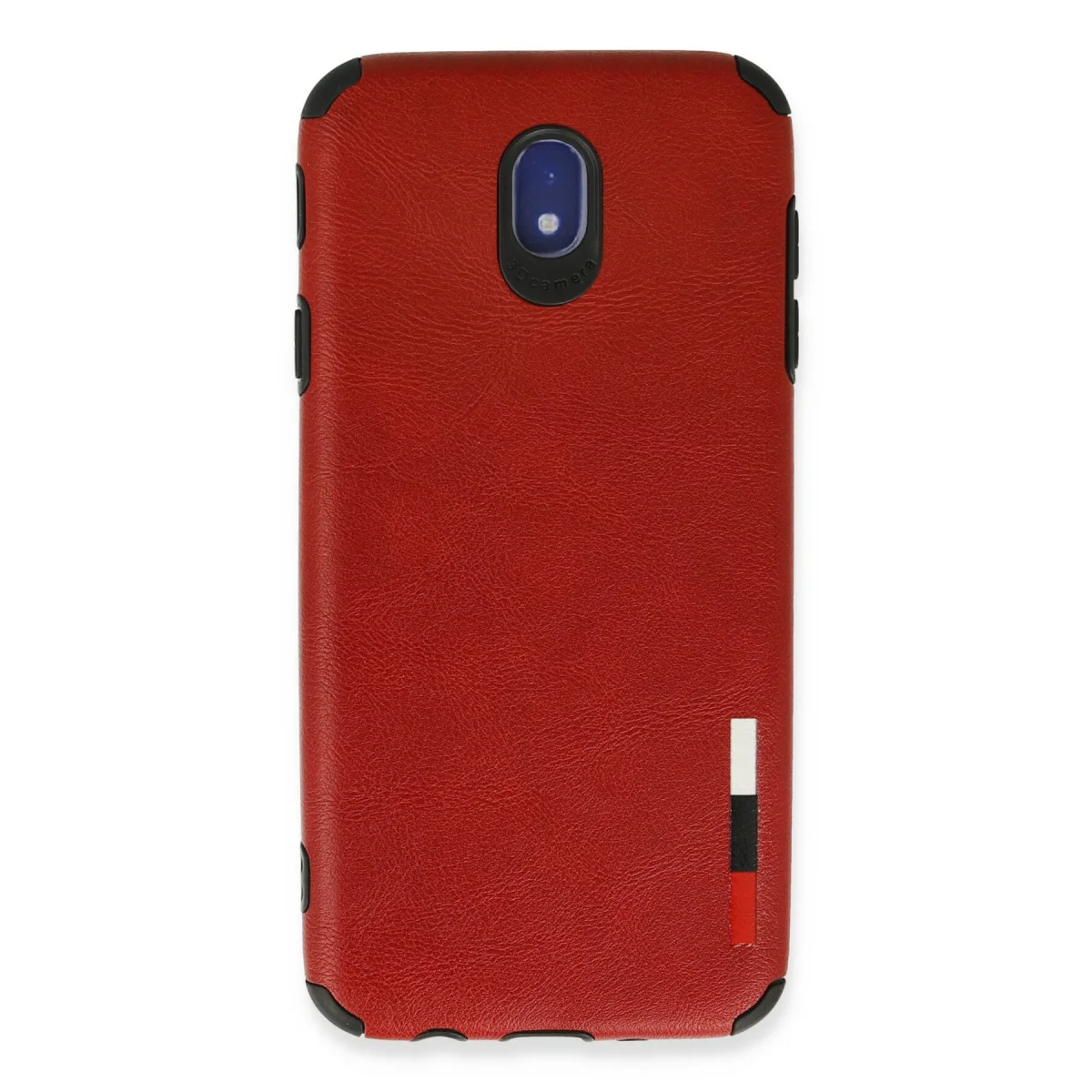 Deri Silikon Kılıf - Galaxy J7 Pro / J730 Kırmızı Premium Koruma