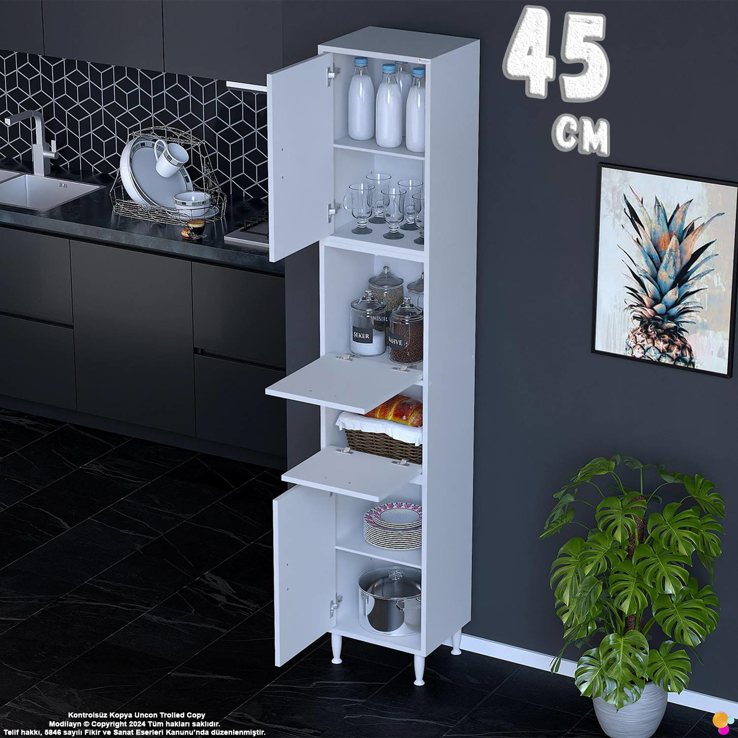 Derin 45 cm 4 Kapaklı Çok Amaçlı Organizer Mutfak Kiler Dolabı Ba Derin 45 cm 4 Kapaklı Çok Amaçlı Organizer Mutfak Kiler Dolabı Ba