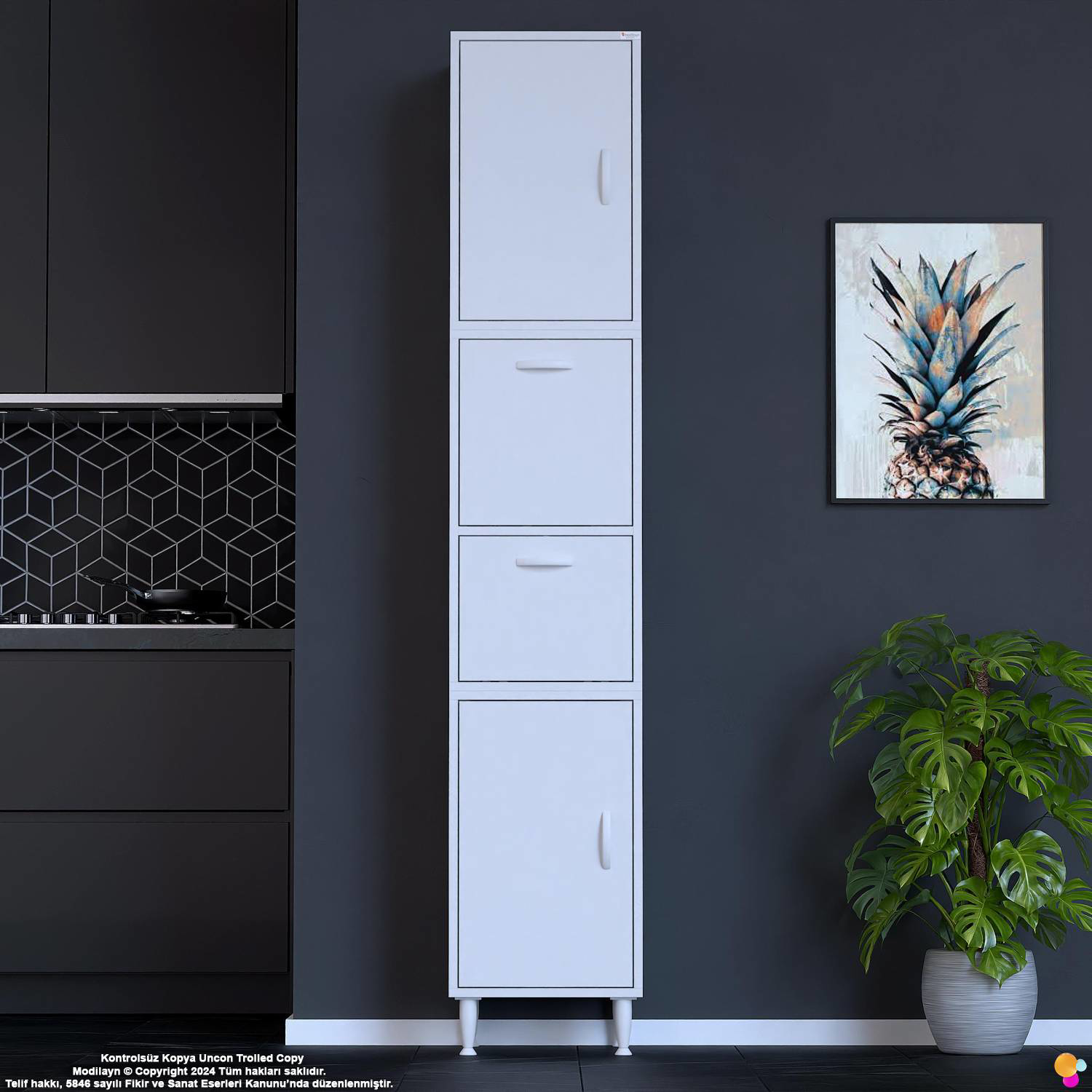 Derin 50 cm 4 Kapaklı Çok Amaçlı Organizer Mutfak Kiler Dolabı Ba - Görsel 4
