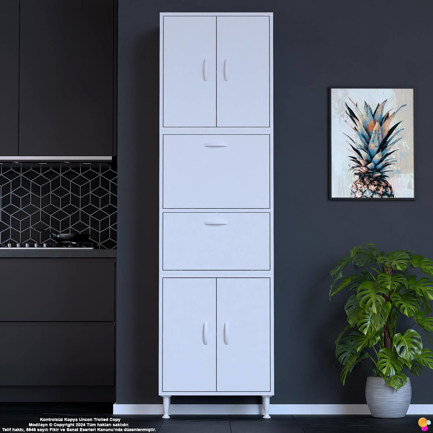 Derin 55 cm 6 Kapaklı Çok Amaçlı Mutfak Kiler Dolabı Organizer Ba Derin 55 cm 6 Kapaklı Çok Amaçlı Mutfak Kiler Dolabı Organizer Ba - Görsel 3