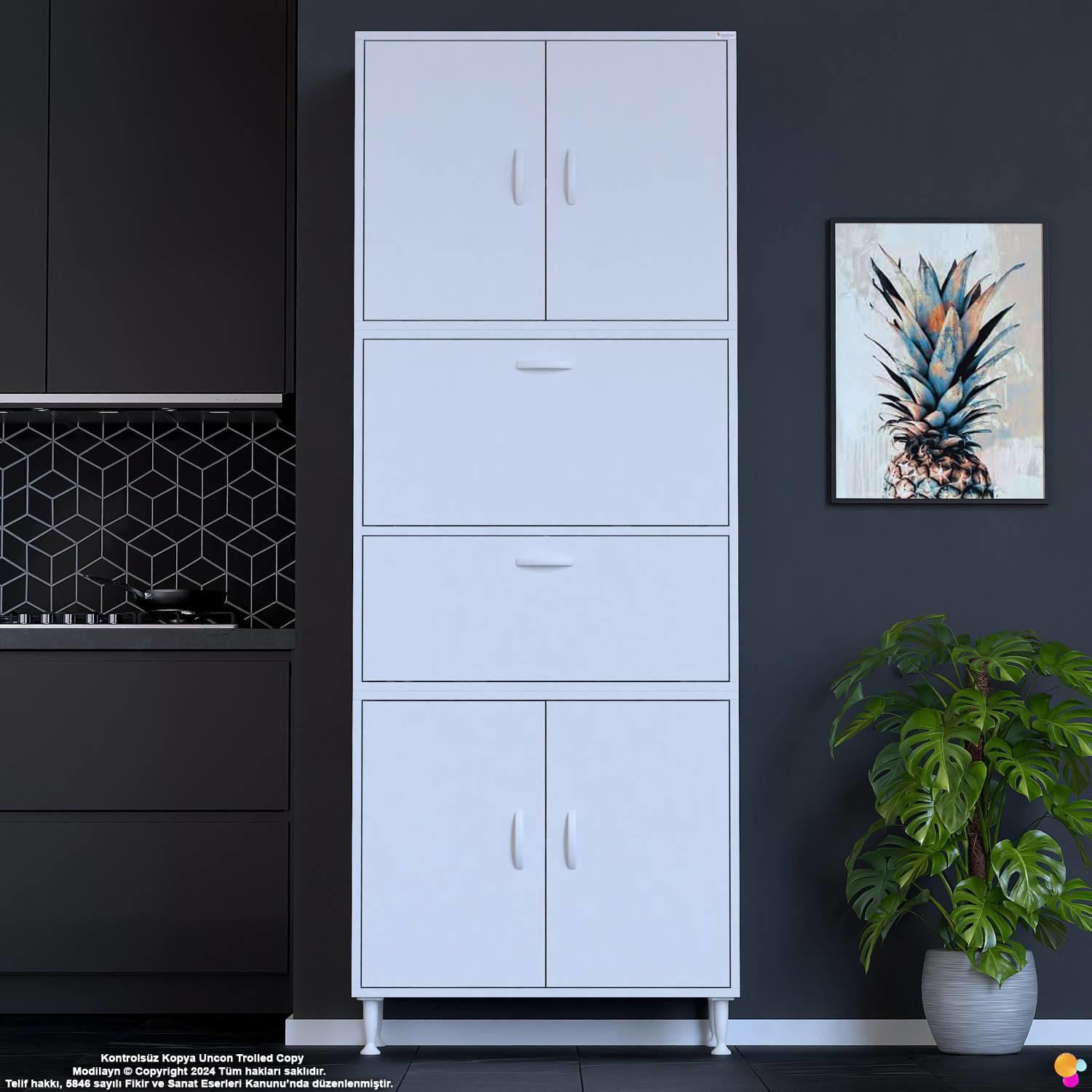 Derin 70 cm 6 Kapaklı Çok Amaçlı Mutfak Kiler Dolabı Organizer Ba - Görsel 3
