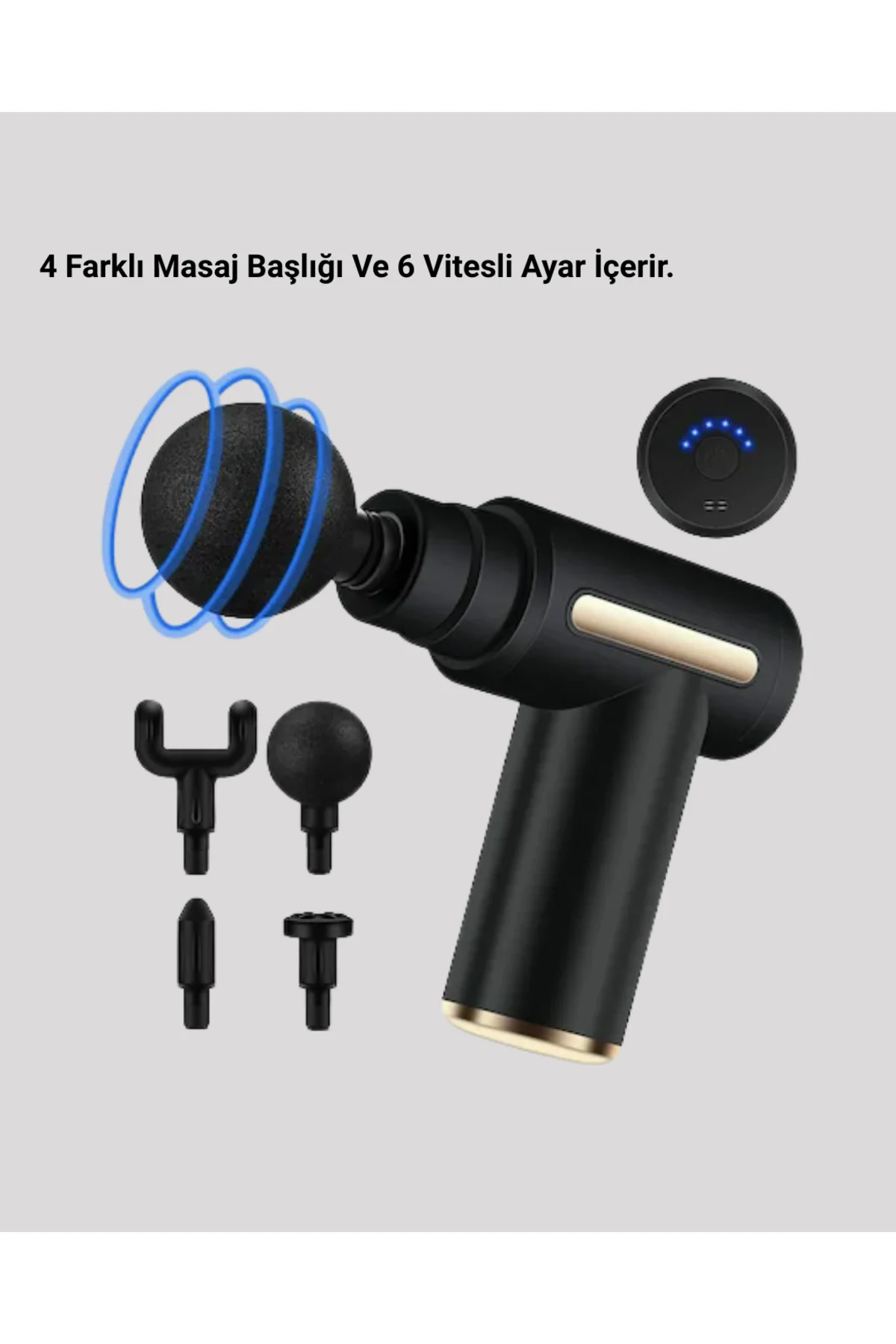 Derin Doku Masaj Tabancası 4 Başlık 6 Kademeli Sessiz Güç Şarjlı 