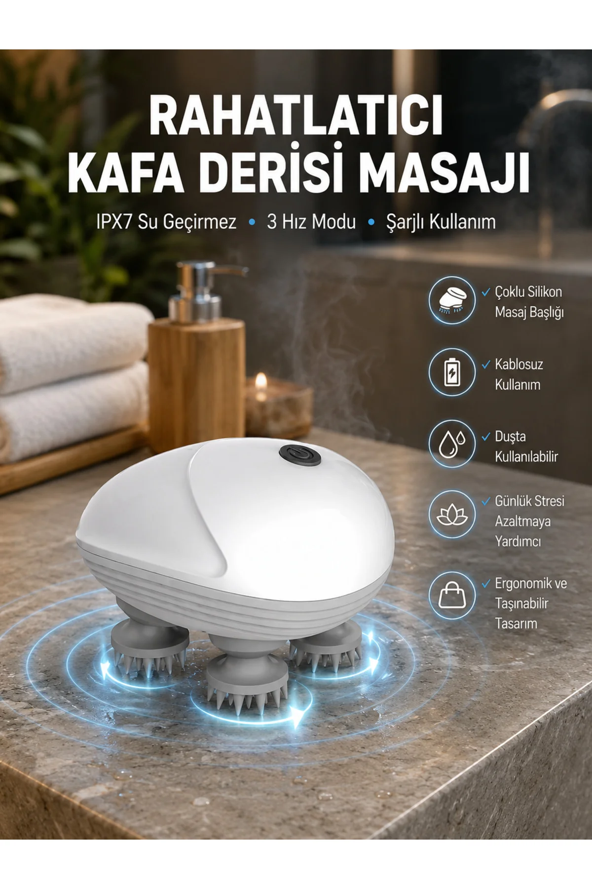 Derin Masaj Sağlayan Elektrikli Kafa Masaj Aleti Derin Masaj Sağlayan Elektrikli Kafa Masaj Aleti