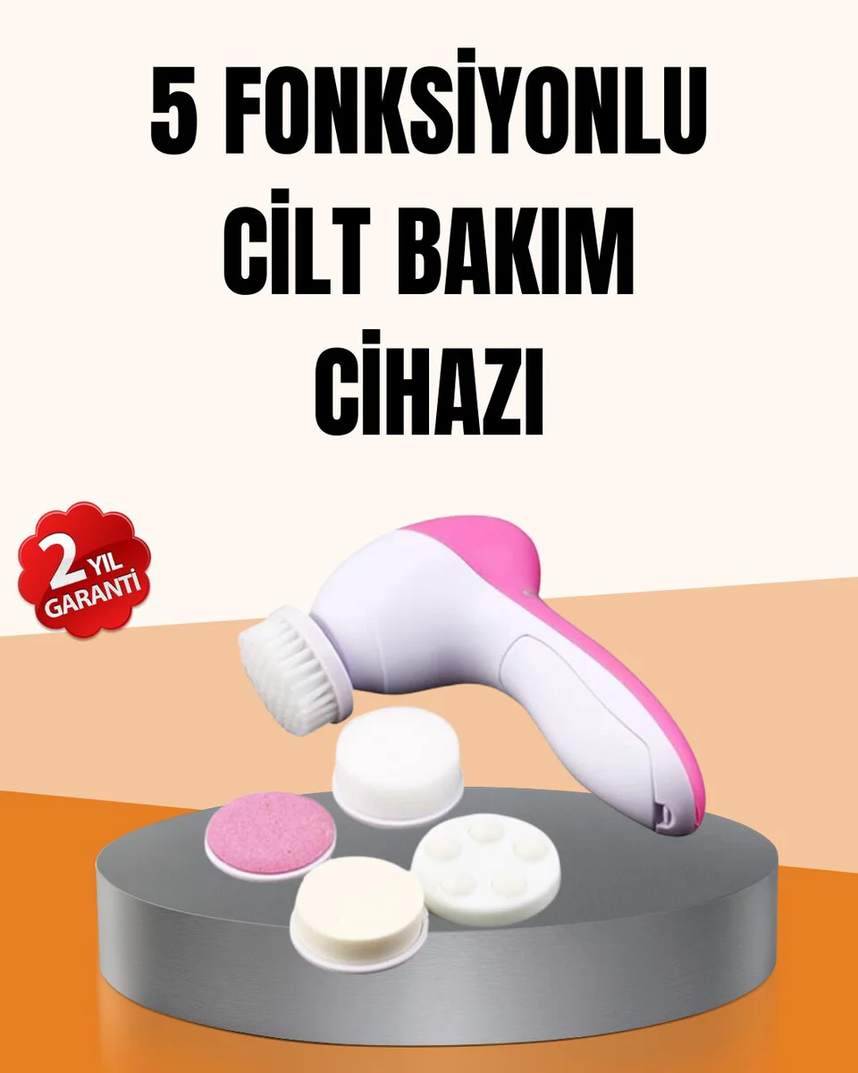 Derin Temizleme ve Masaj İçin 5 Başlıklı Yüz Cilt Bakım Aleti