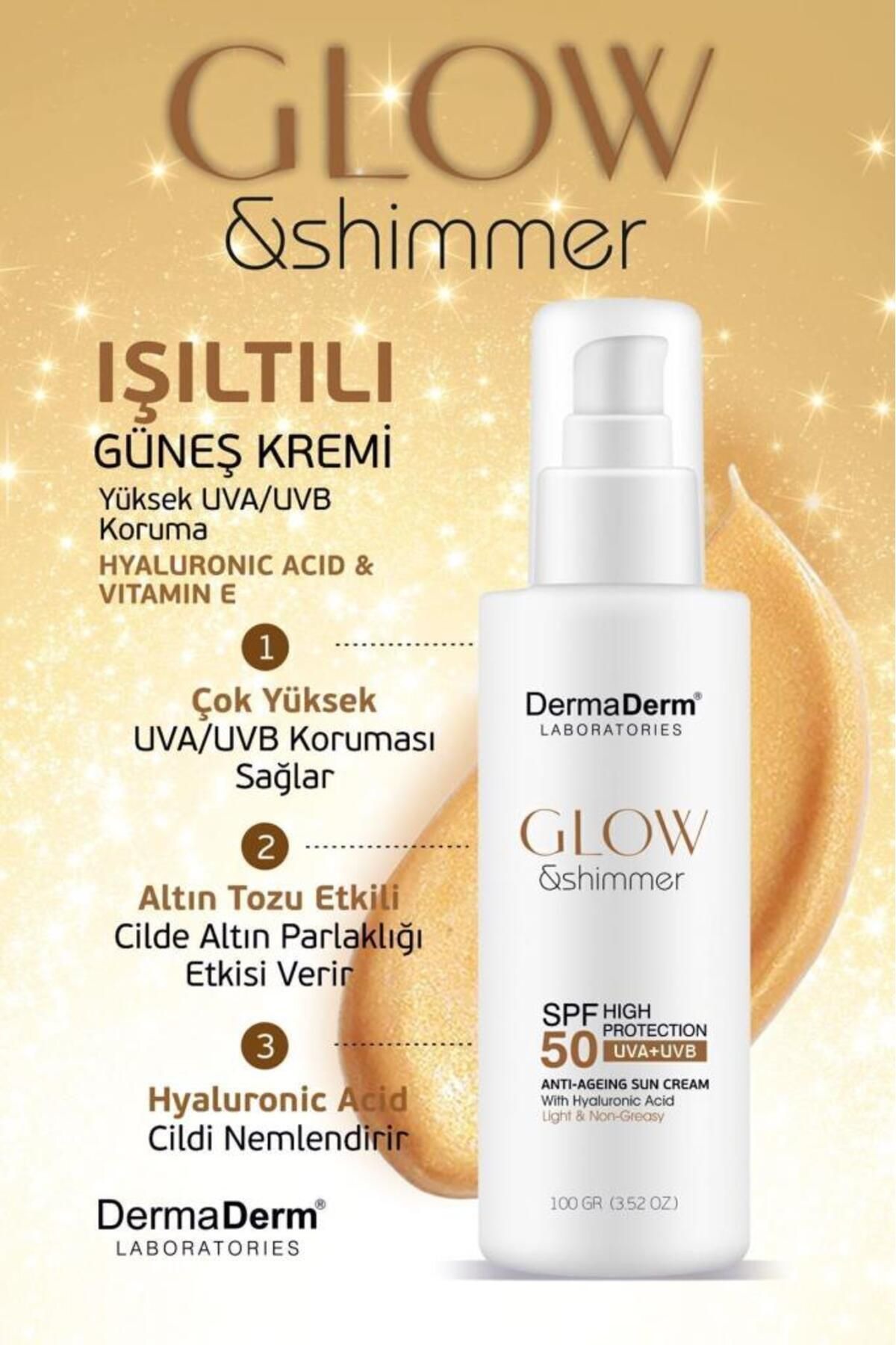 Dermaderm Laboratories Dermaderm Glow Ve Shimmer Simli Güneş Kremi Spf 50 100 Gr