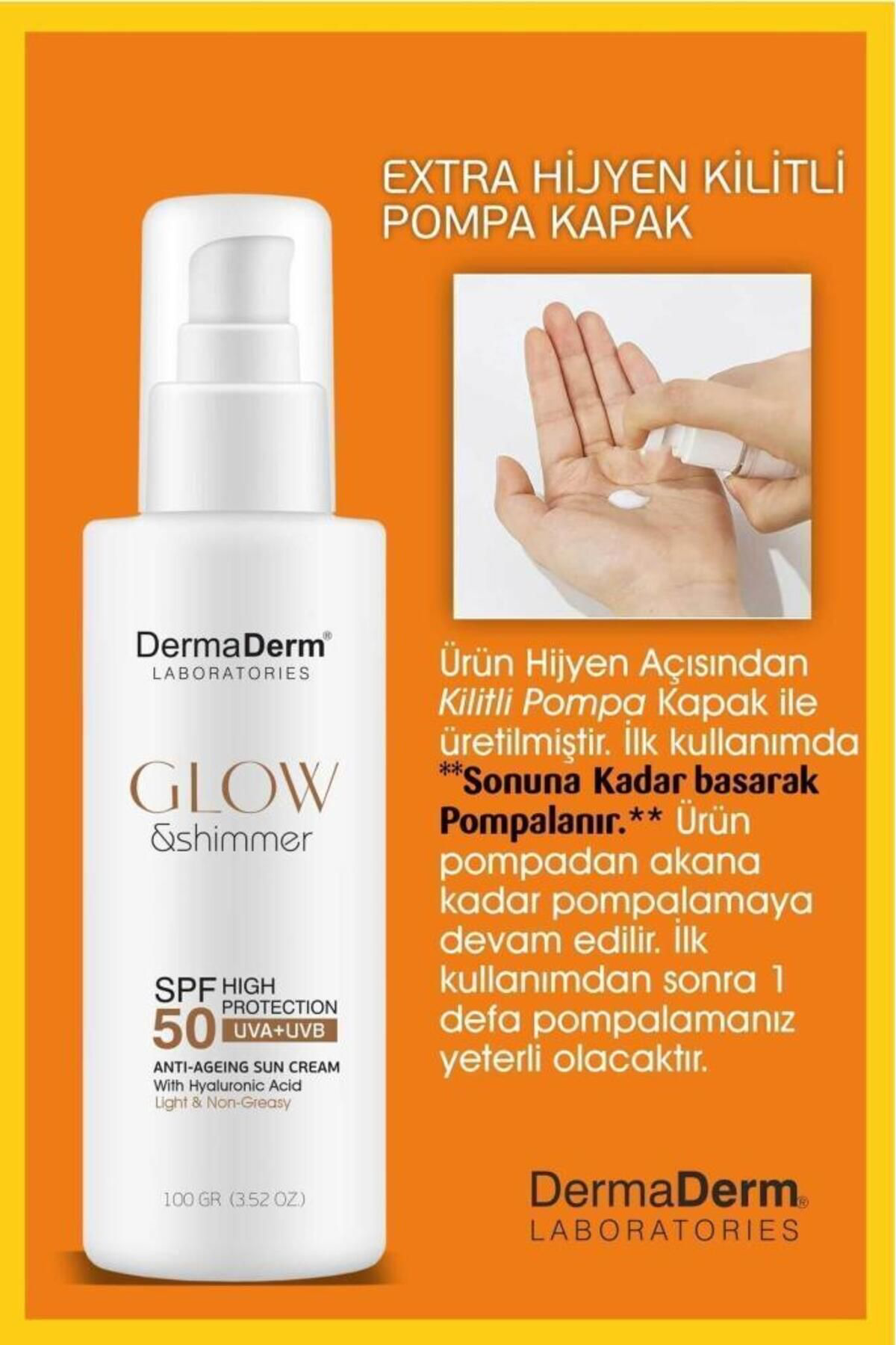 Dermaderm Laboratories Dermaderm Glow Ve Shimmer Simli Güneş Kremi Spf 50 100 Gr