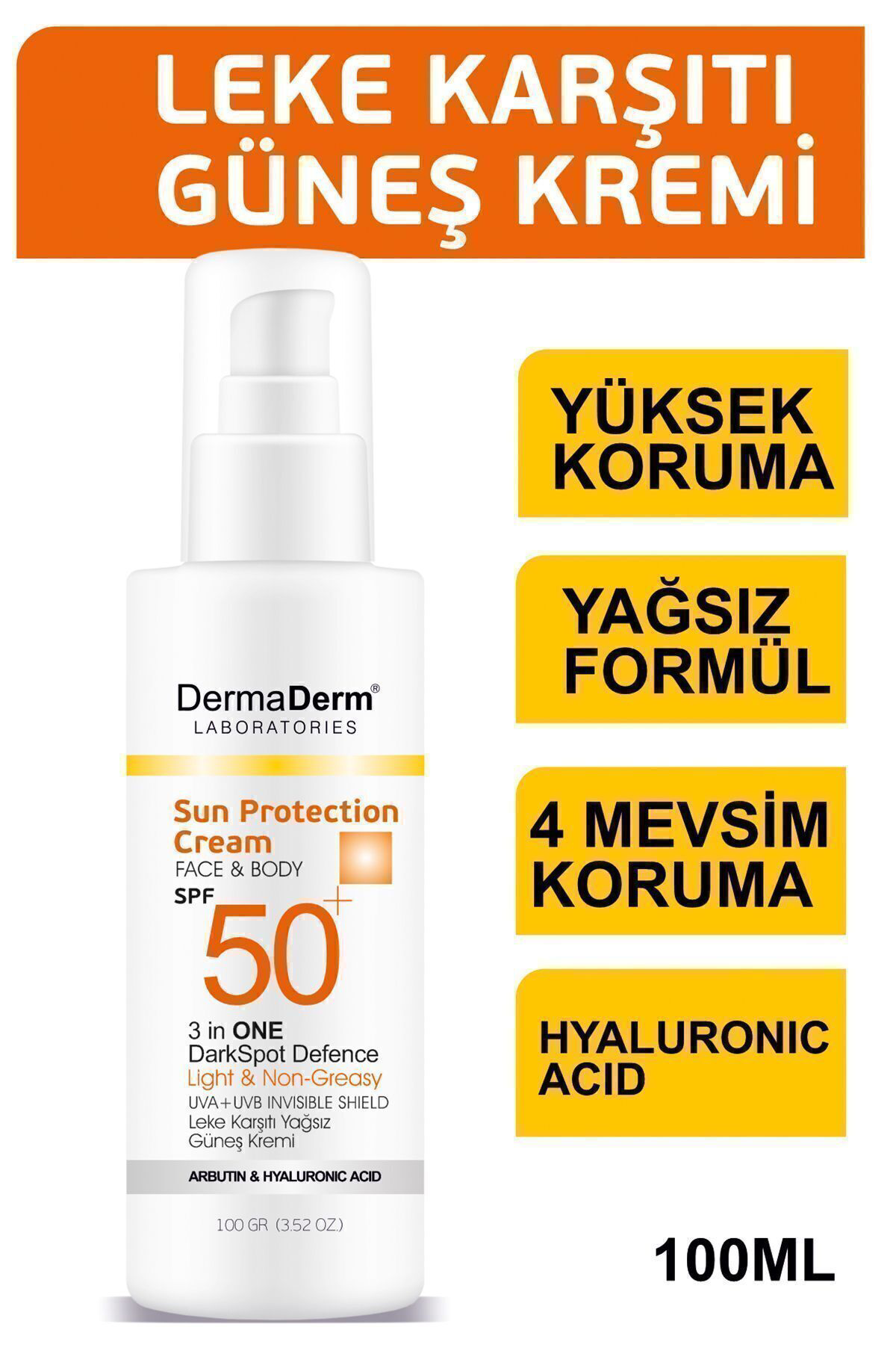 Dermaderm Laboratories Dermaderm Spf 50+ Güneş Kremi 100Ml 2 Adet Ve Dermaderm Güneş Kor