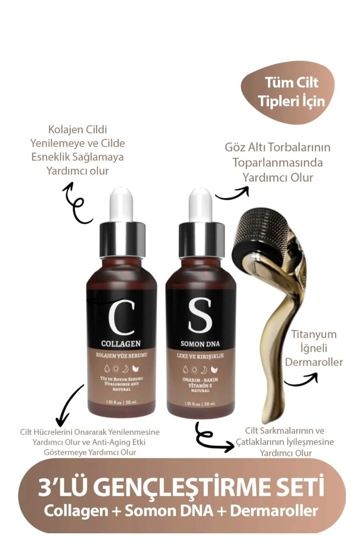 Dermaroller (goldenroller) & Somon Dna & Collagen Serum Gençleşti