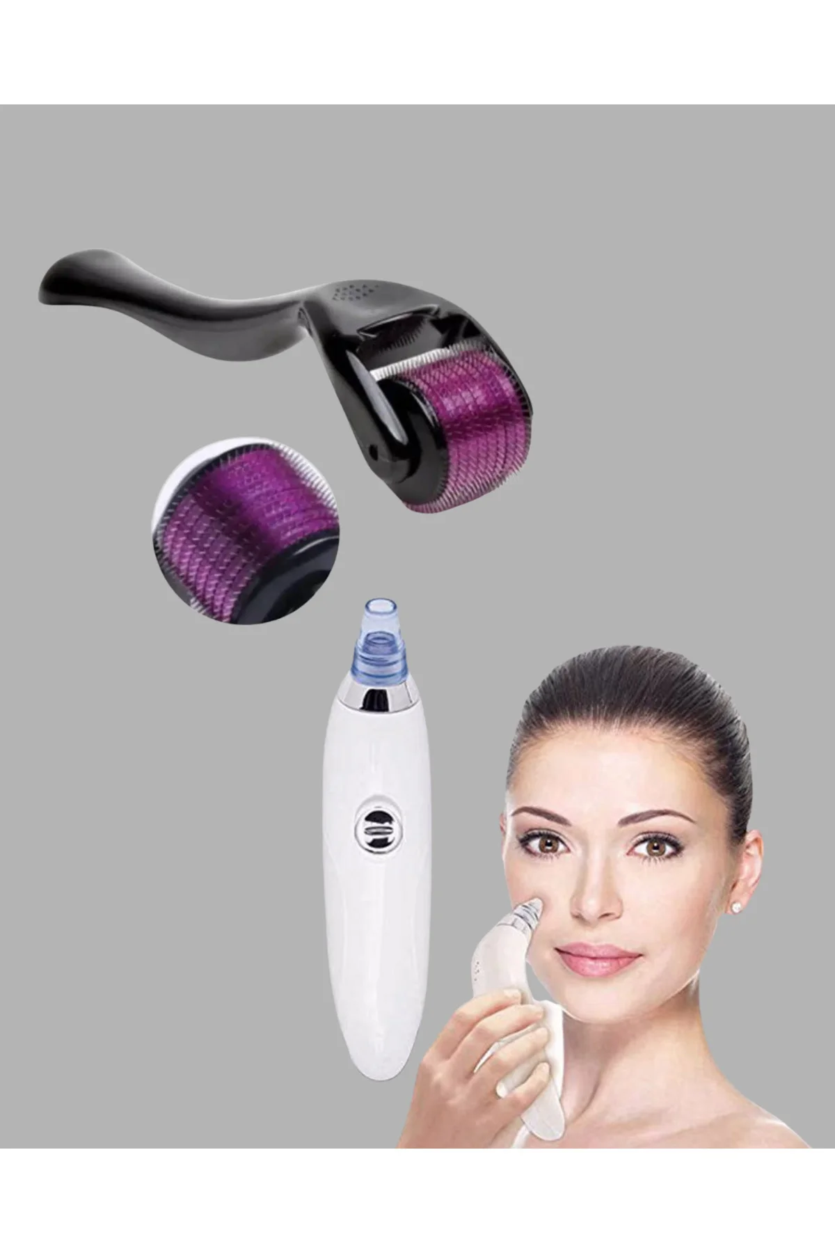 Dermaroller ve Vakumlu Siyah Nokta Temizleme Cihazı 2’li Cilt Bak