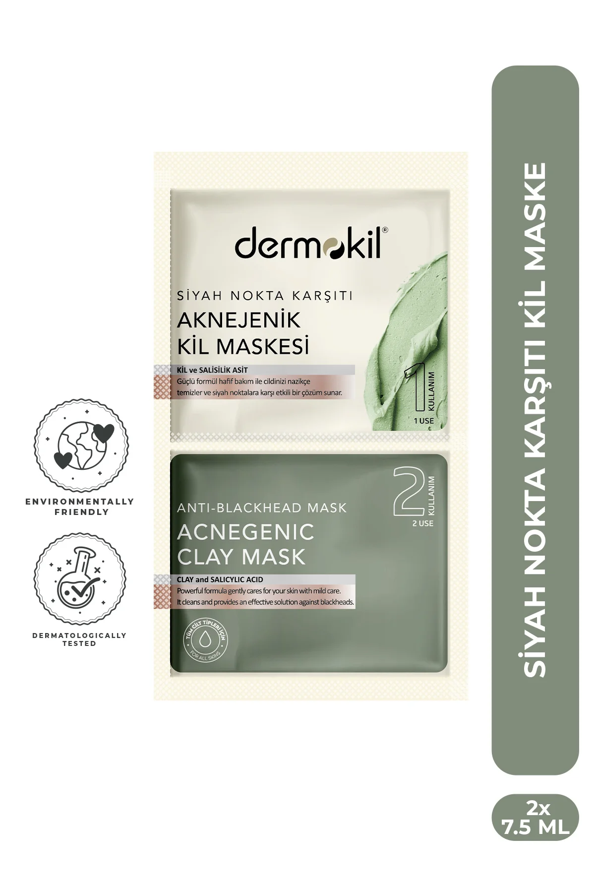 DERMOKİLSiyah Nokta Karşıtı Kil Maskesi 2* 7.5 ml
