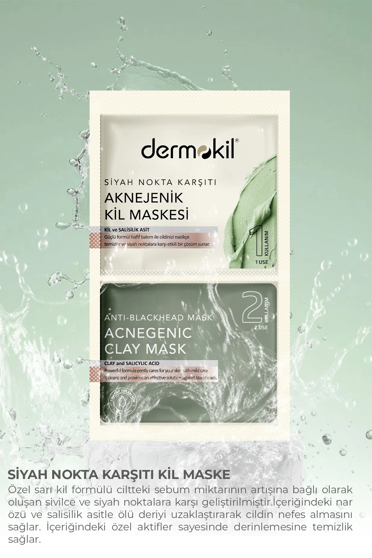 DERMOKİLSiyah Nokta Karşıtı Kil Maskesi 2* 7.5 ml