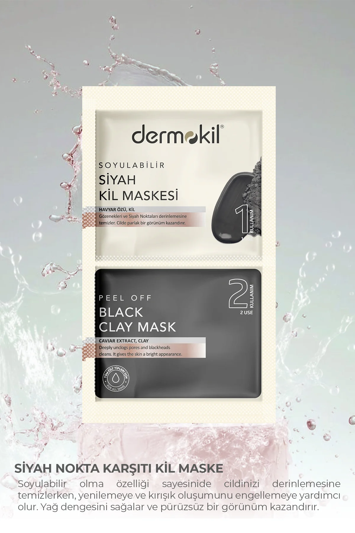 DERMOKİLSoyulabilir Siyah Kil Maskesi 2* 7.5 ml