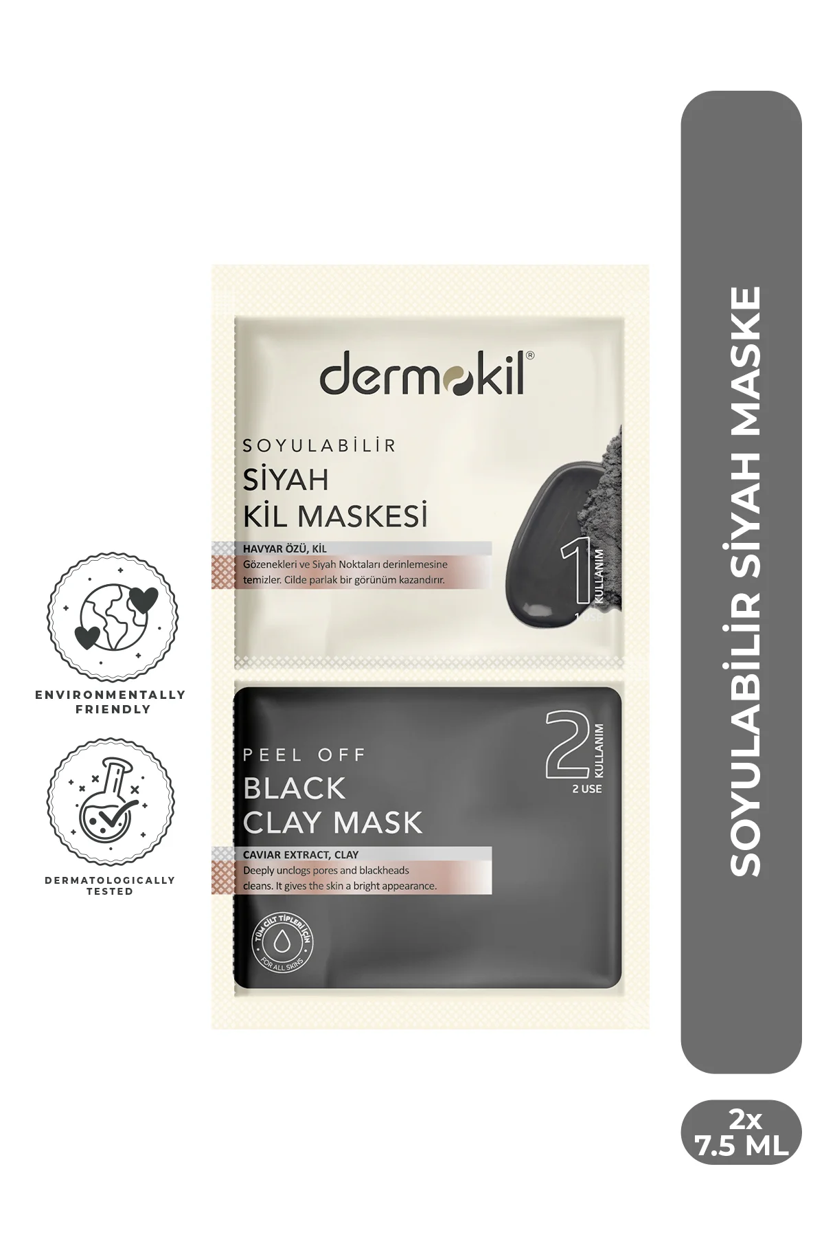 DERMOKİLSoyulabilir Siyah Kil Maskesi 2* 7.5 ml