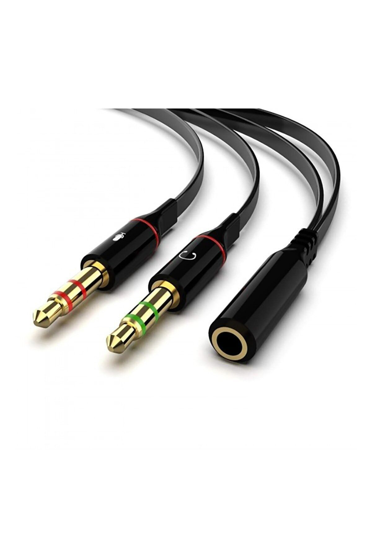 Derwell 3.5 Mm Aux Kulaklık Mikrofon Dönüştürücü Birleştirici Kab