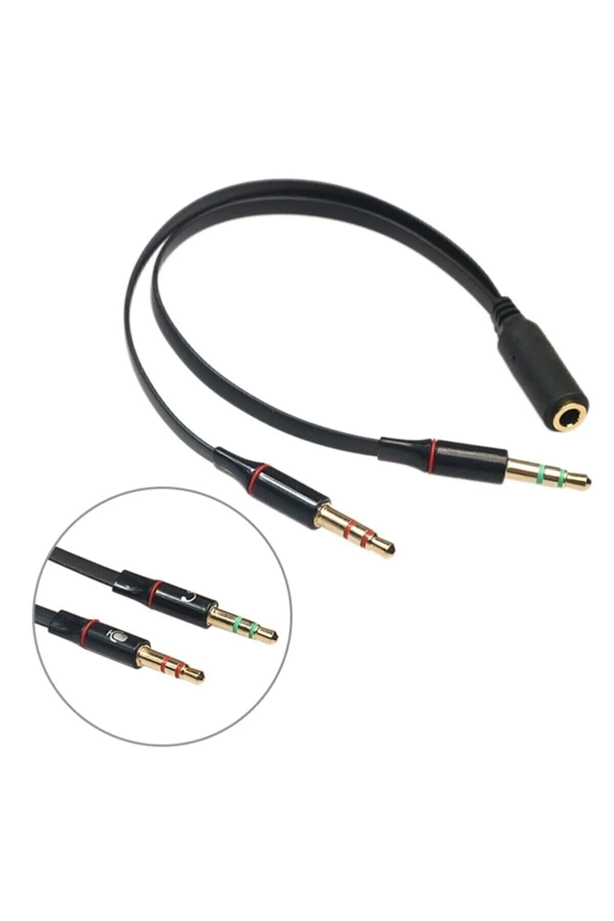 Derwell 3.5 Mm Aux Kulaklık Mikrofon Dönüştürücü Birleştirici Kab