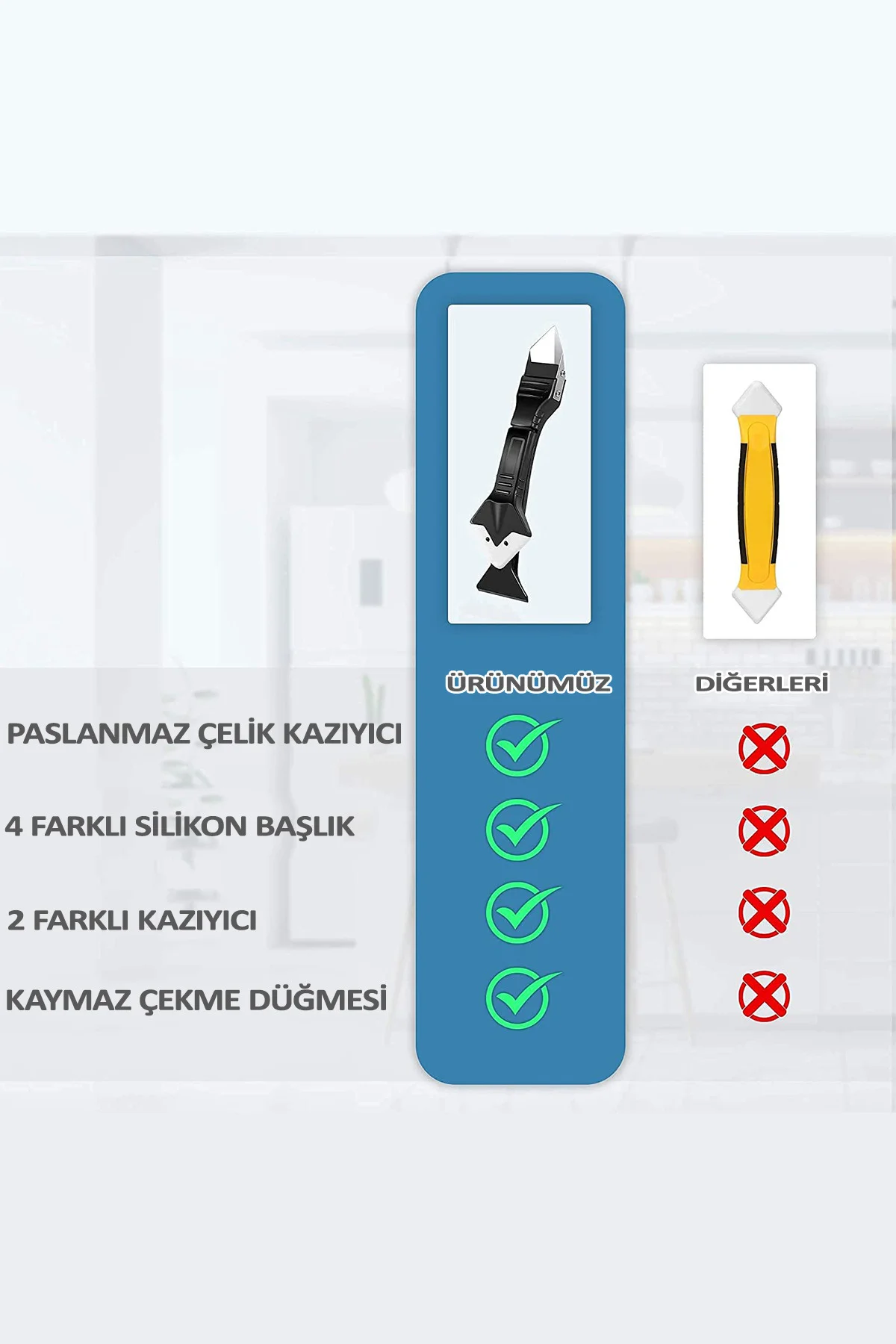 Derz Temizleyici Bıçak Silikon Sökücü Alet Havuz İnşaat Banyo Kor