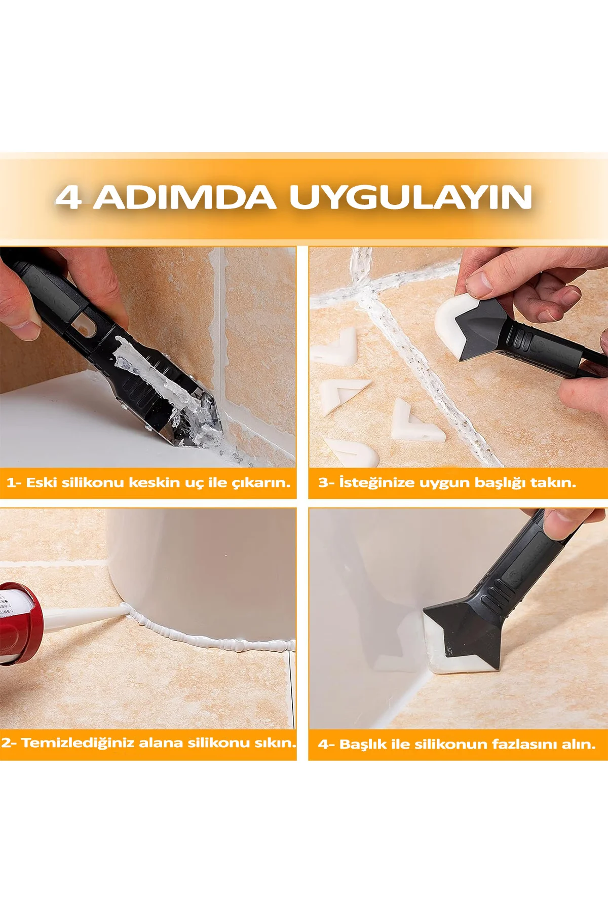 Derz Temizleyici Bıçak Silikon Sökücü Alet Havuz İnşaat Banyo Kor