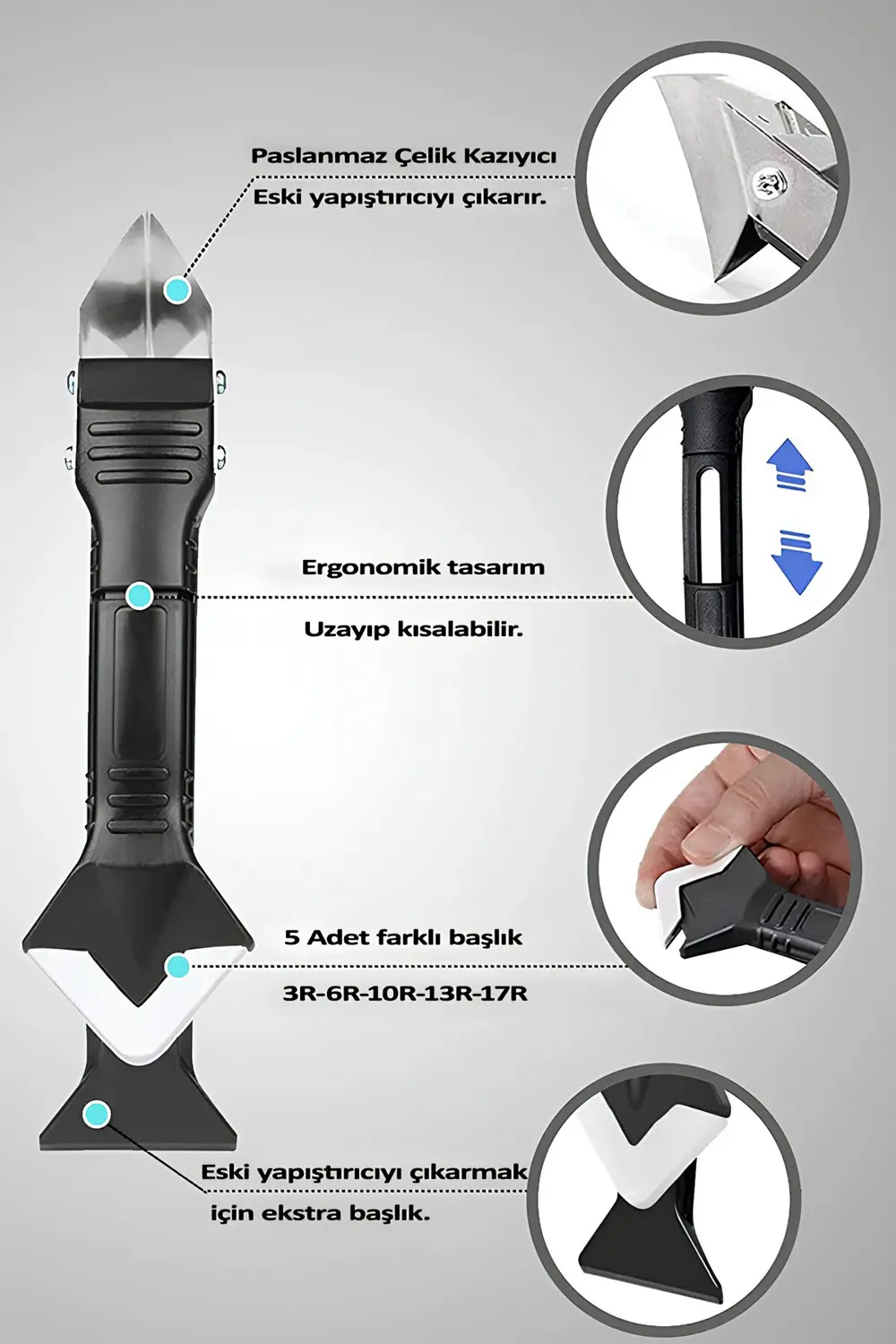 Derz Temizleyici Bıçak Silikon Sökücü Alet Havuz İnşaat Banyo Kor