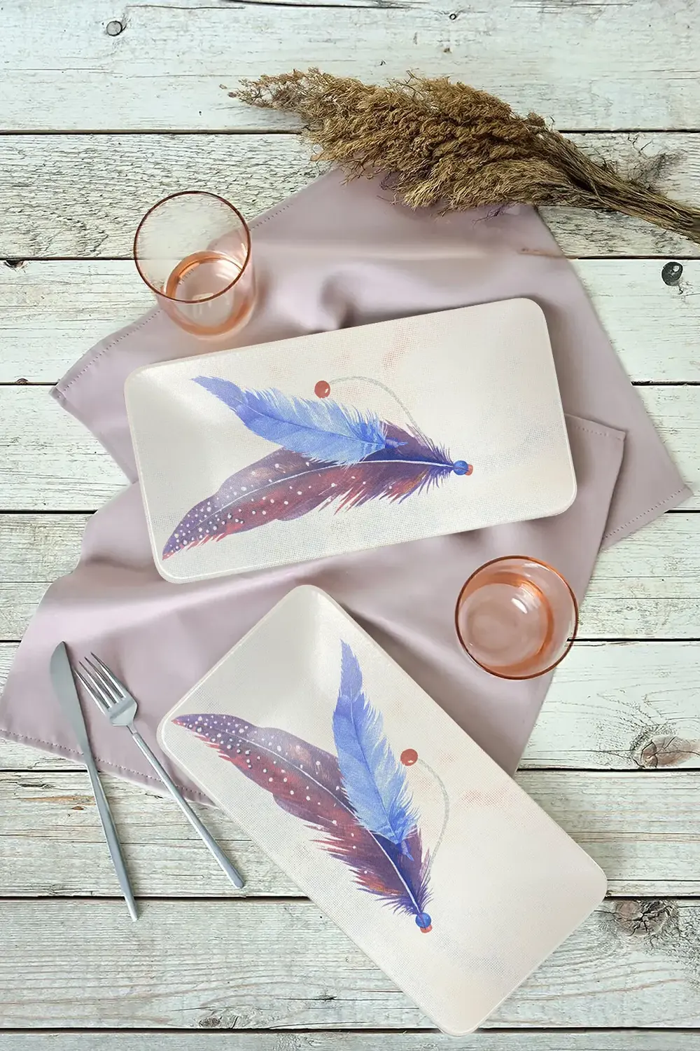 Desenli 33x17cm Kayık Tabak