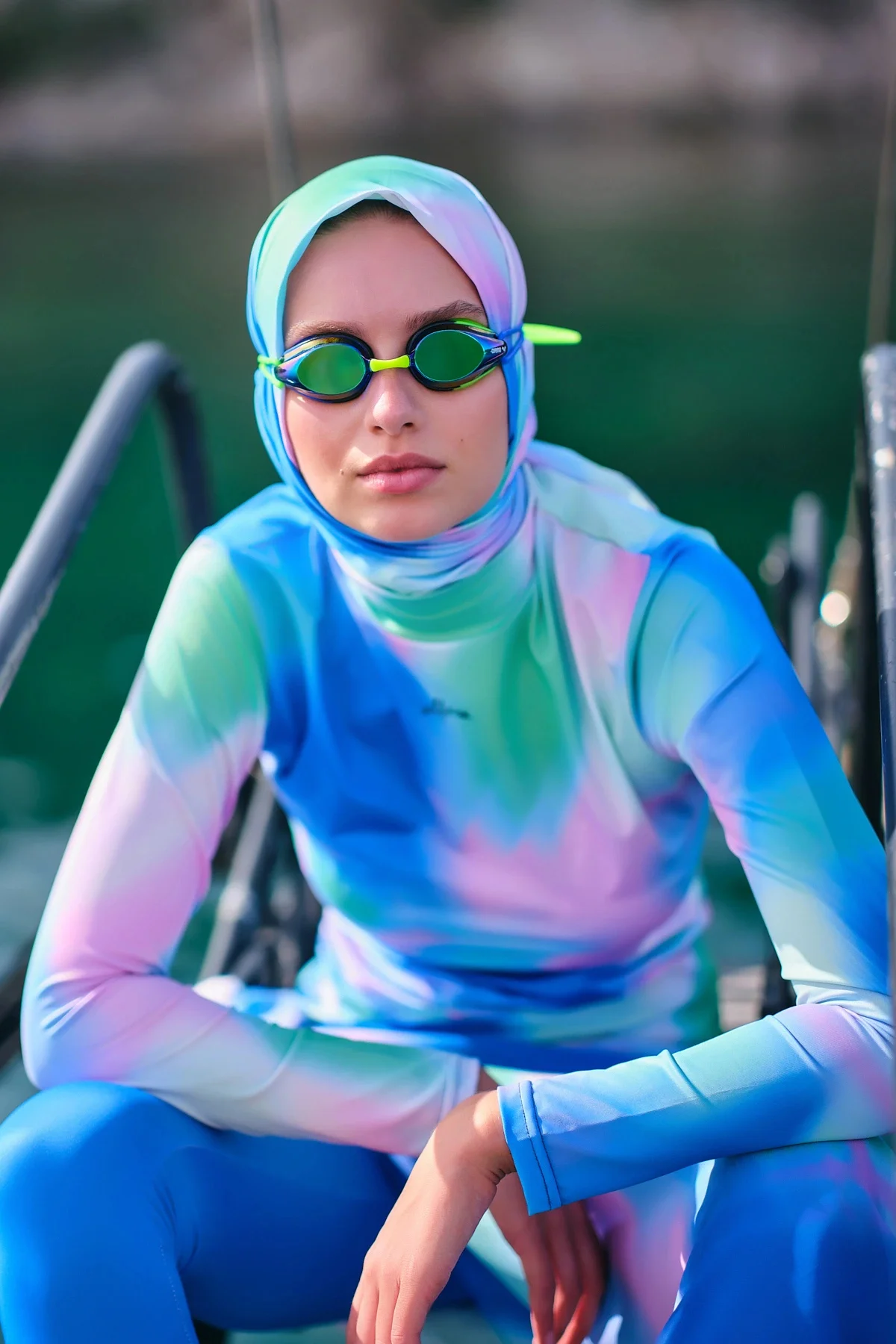 Desenli Anvelop Etek Detaylı Tesettür Mayo