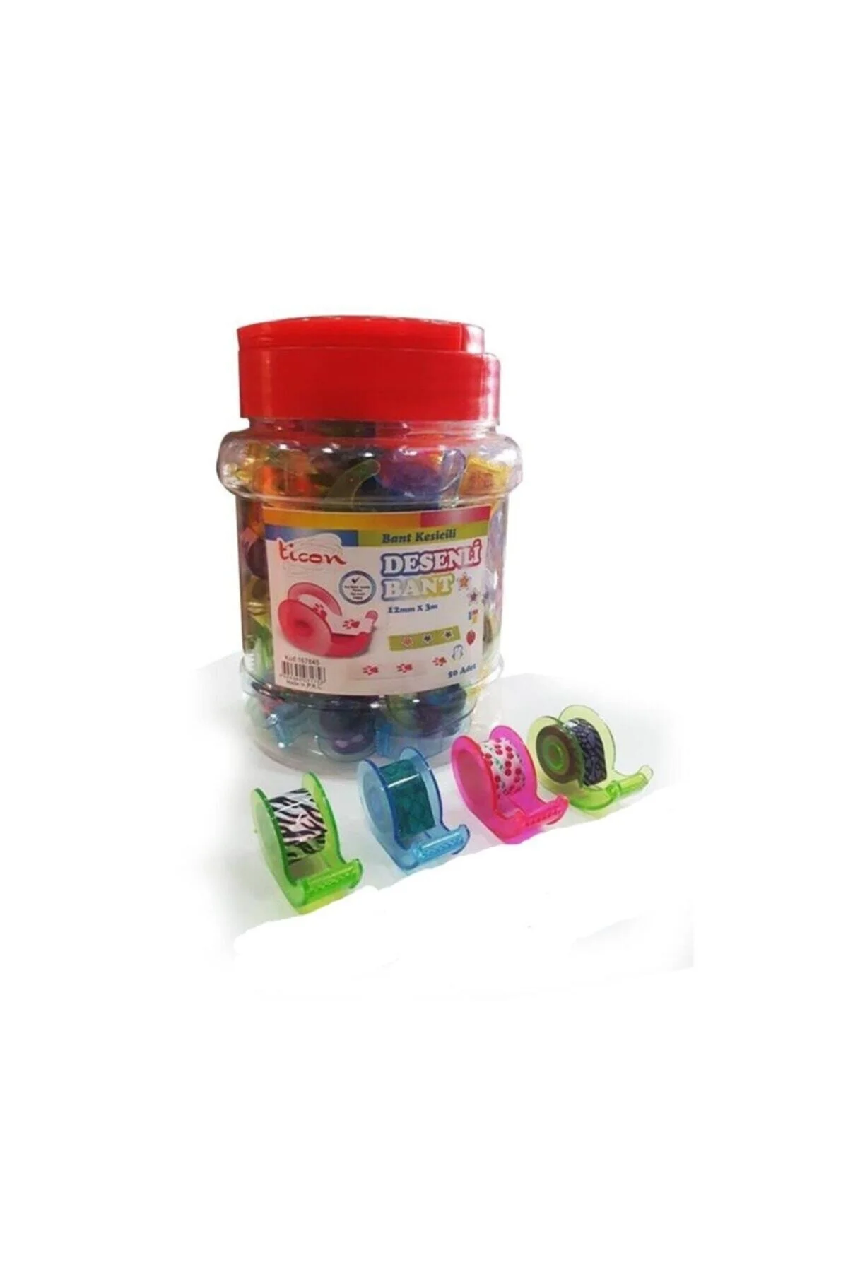 Desenli Bant Kesicili Bant 12x3 Mt. 50 Li 167845 (1 Paket 50 Adet