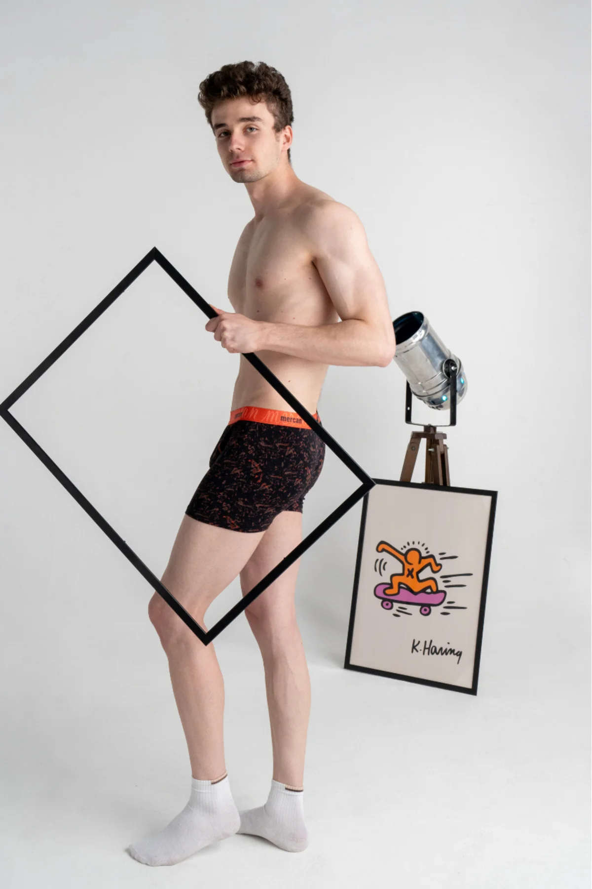 Desenli Boxer Picasso Baskılı Pamuklu Erkek Boxer