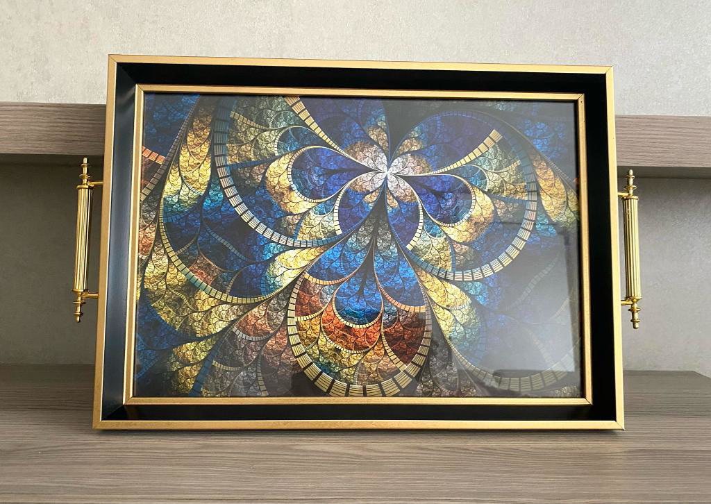 Desenli Çay Tepsisi ,lüx Çay Tepsisi,sunum Tepsisi