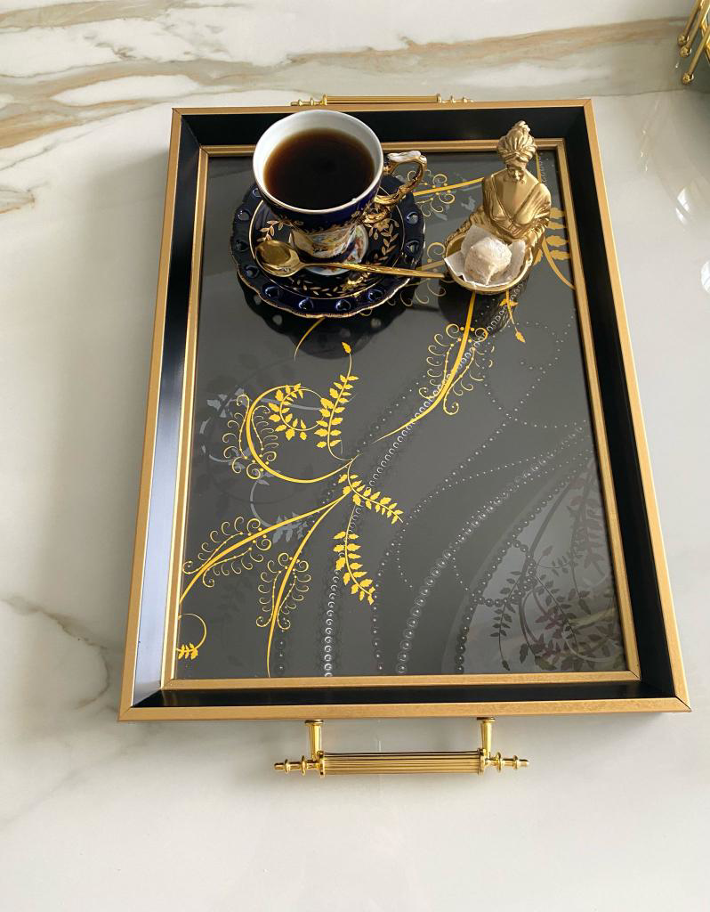 Desenli Çay Tepsisi ,lüx Çay Tepsisi,sunum Tepsisi
