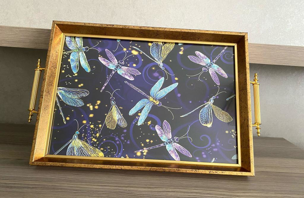 Desenli Çay Tepsisi ,lüx Çay Tepsisi,sunum Tepsisi