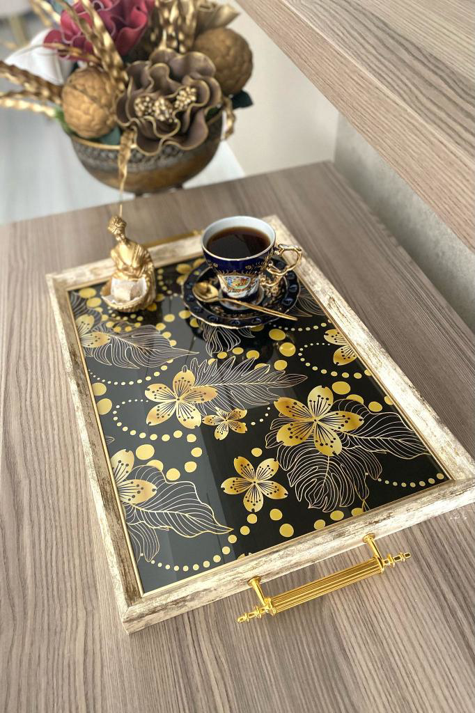 Desenli Çay Tepsisi ,lüx Çay Tepsisi,sunum Tepsisi