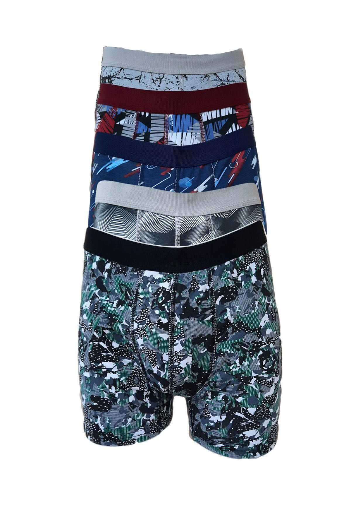 Desenli Çok Renkli Boxer 6 Adet