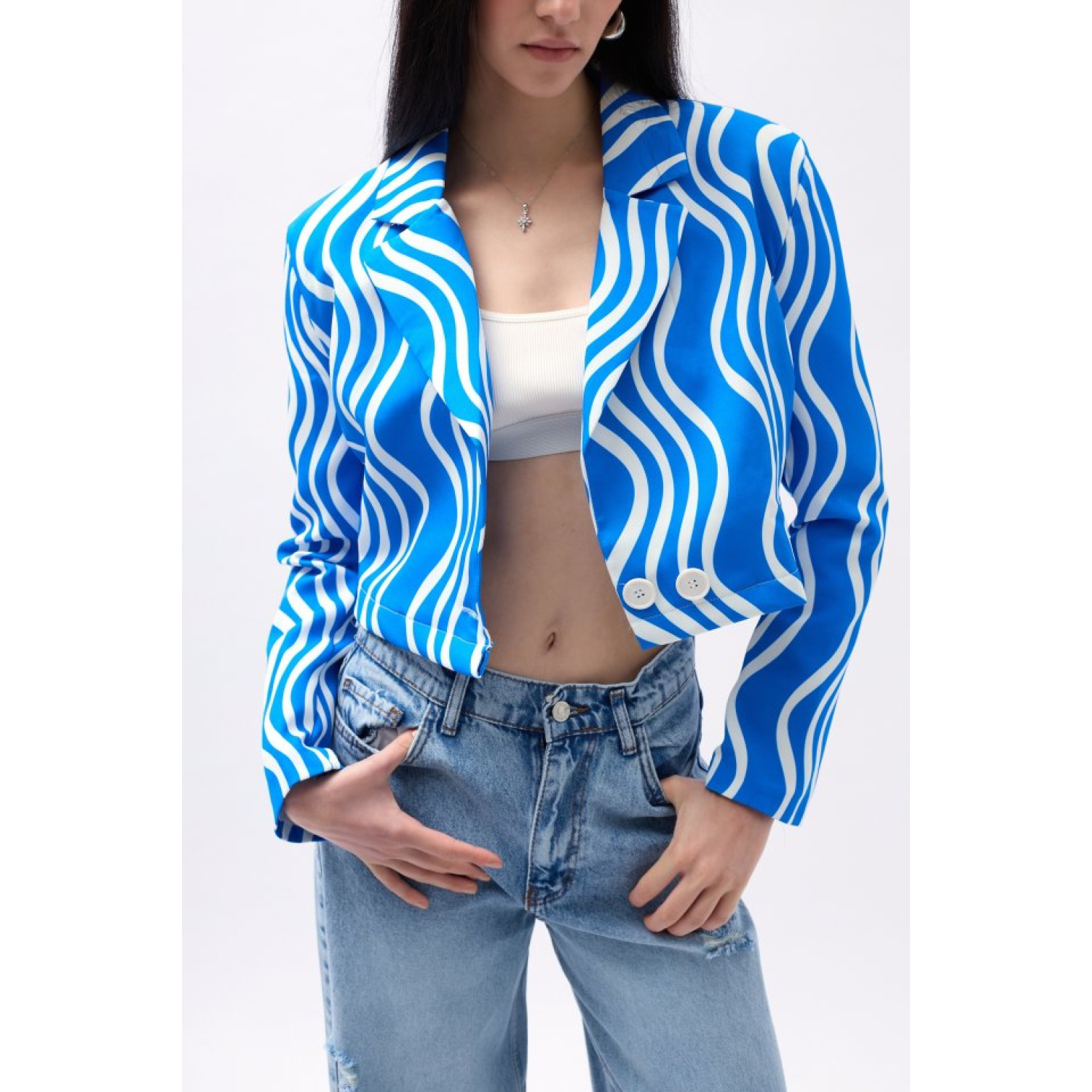 Desenli Crop Ceket